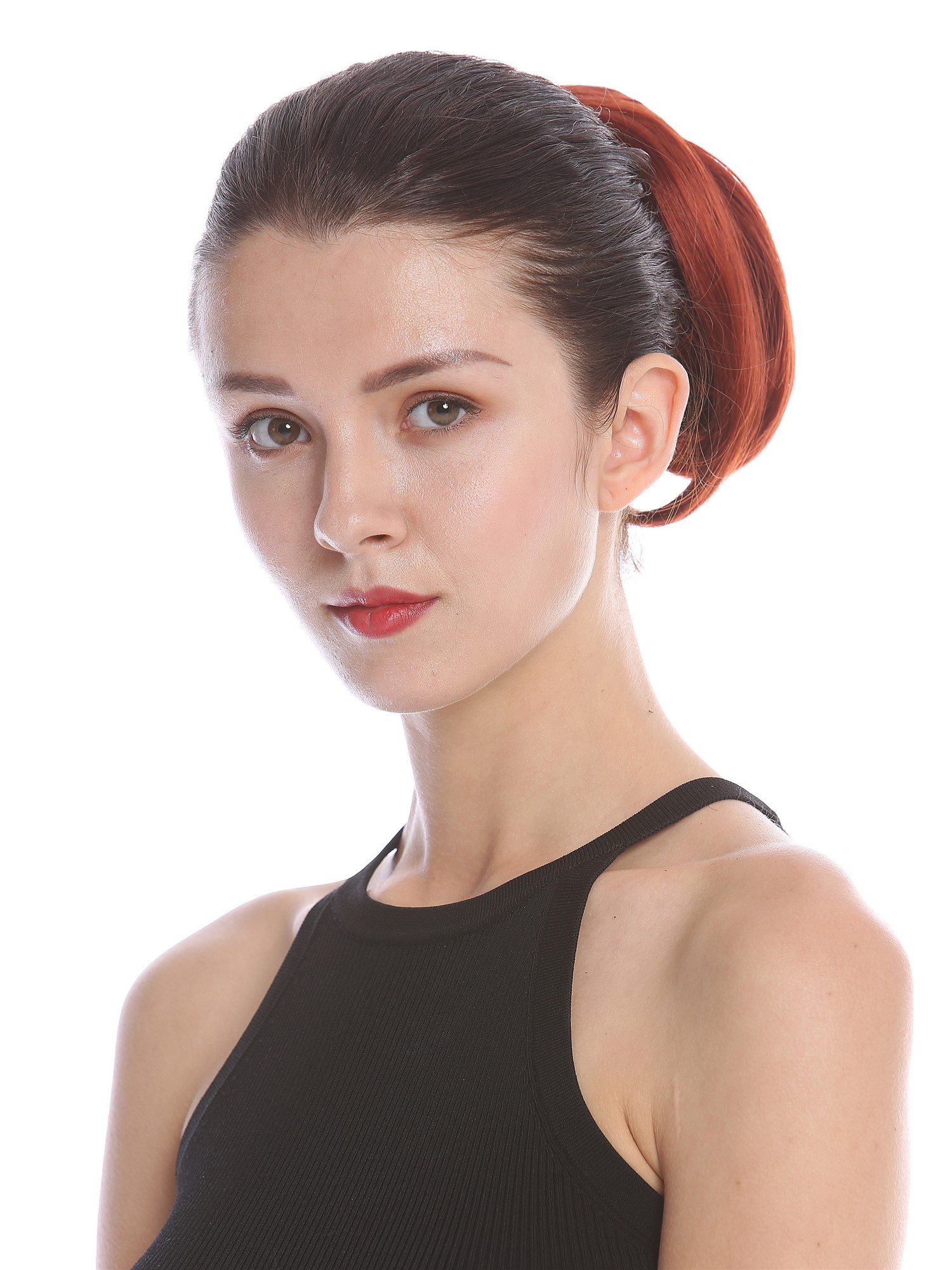 Ponytail Hairpiece short straight voluminous like hair bun dark copper red 909AB, view 5, WIG ME UP: Your Perücken Online Shop Ponytails, copper, curled, short