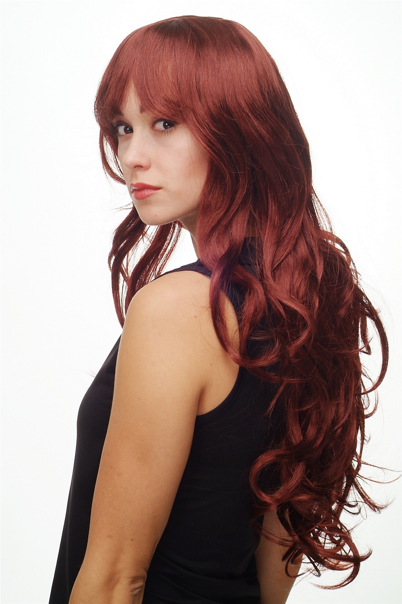 hochwertige Qualitätsperücken, Perücke lang wallendes Haar wellig leicht lockig Gold-Rotbraun 9204S-35, Ansicht 4, WIG ME UP: Ihr Perücken Online Shop lockige Tressen-Perücke mit Kopfhaut-Imitat Gold-Rotbraun lange Haare für Damen