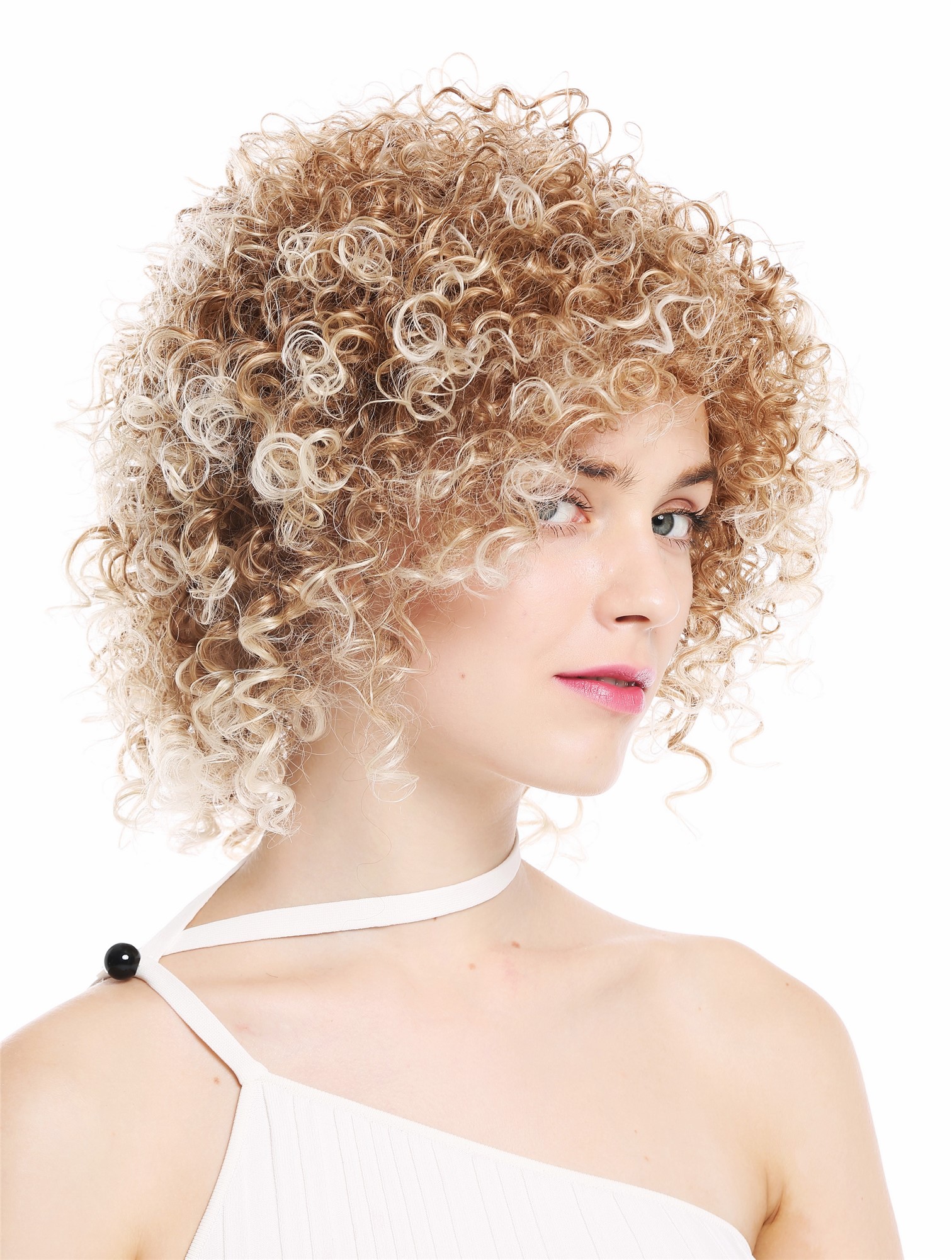Women's wig lady short voluminous frizzy curly curls blonde mix highlights VK-11, view 3, WIG ME UP: Your Perücken Online Shop Quality Wigs, Ladies, blond mix, curled, short
