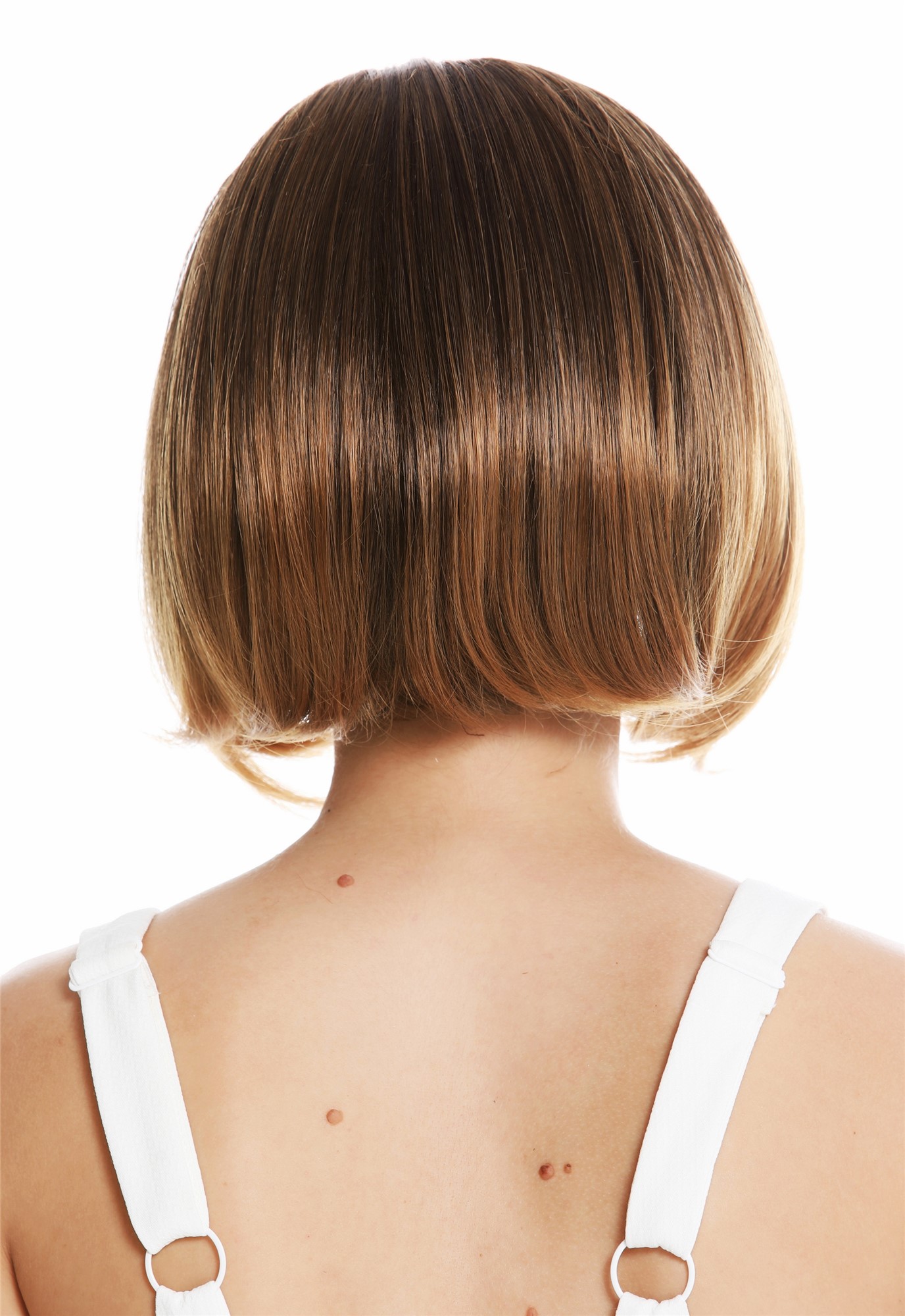 glatte Tressen-Perücke mit Gummizug und Stirnband Braun-Blond-Mix kurze Haare für Damen