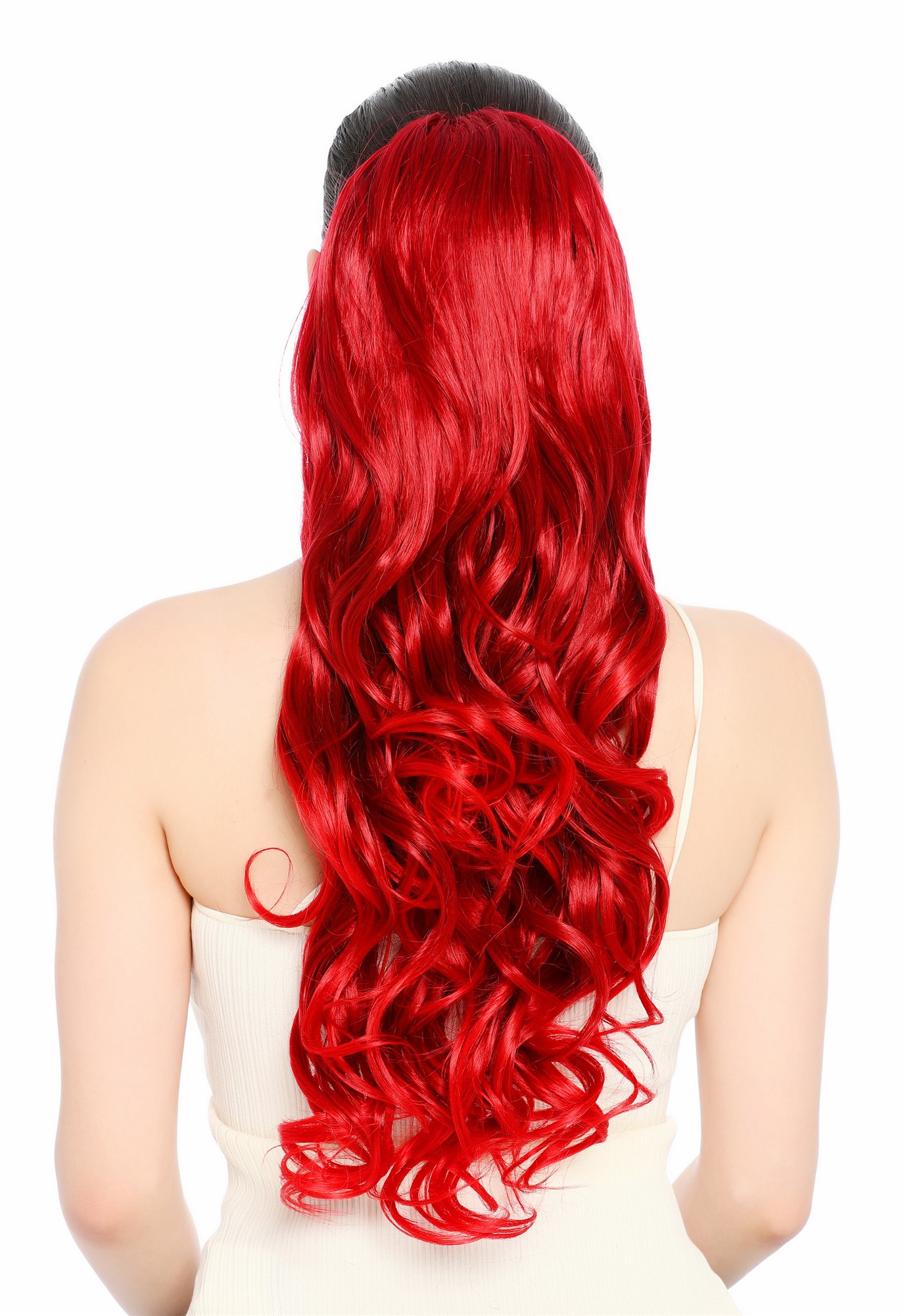 Zopf Pferdeschwanz Steckkämme lang oben glatt unten gelockt 55 cm Rot und Braune Strähnchen N1555A-39BTC13