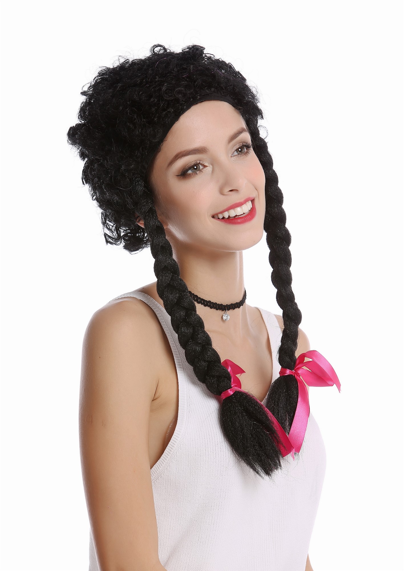 Party Wig, Ladies, Black, Braided, long