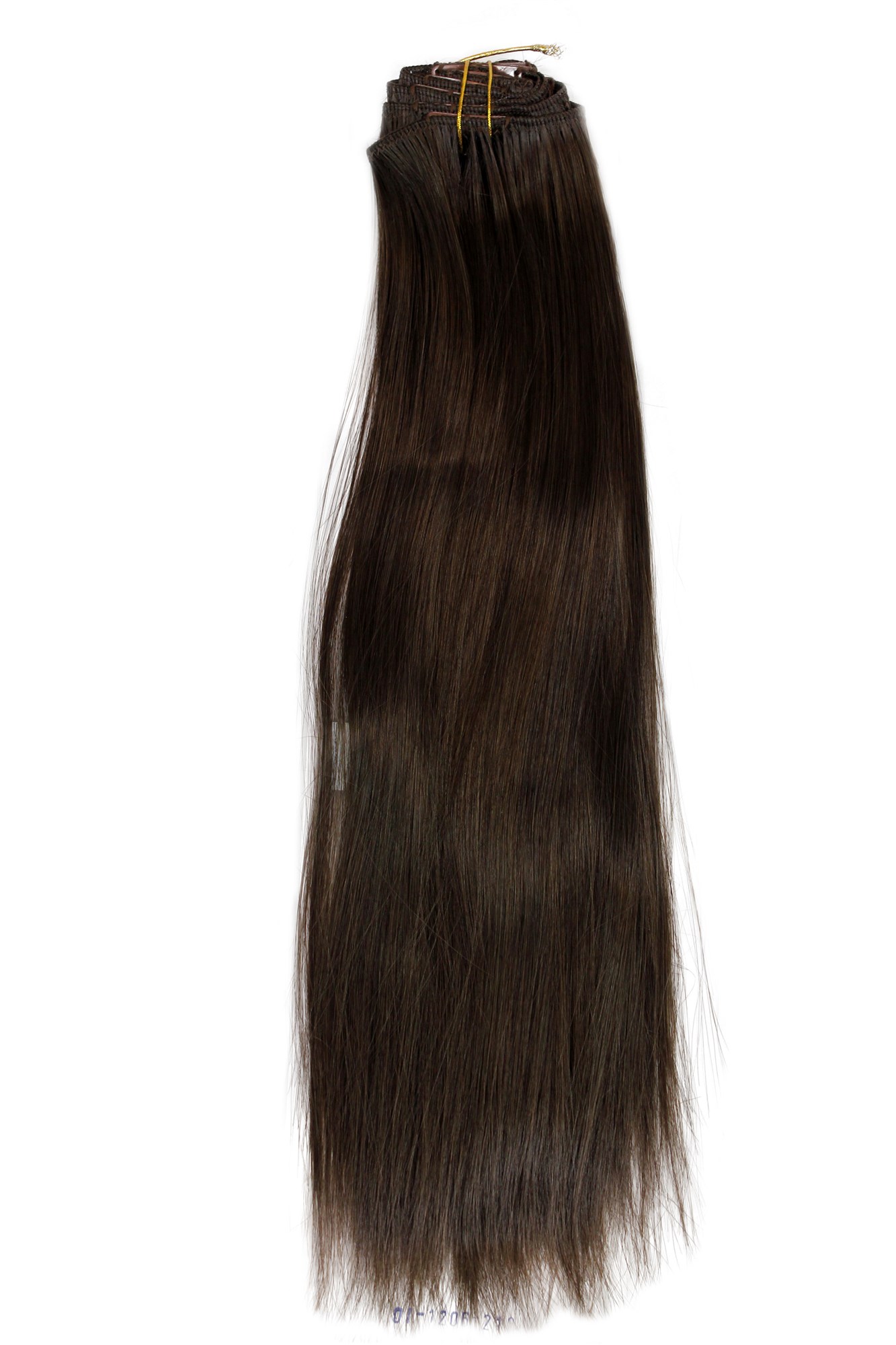 Extensions, brunette, straight, shoulder-length