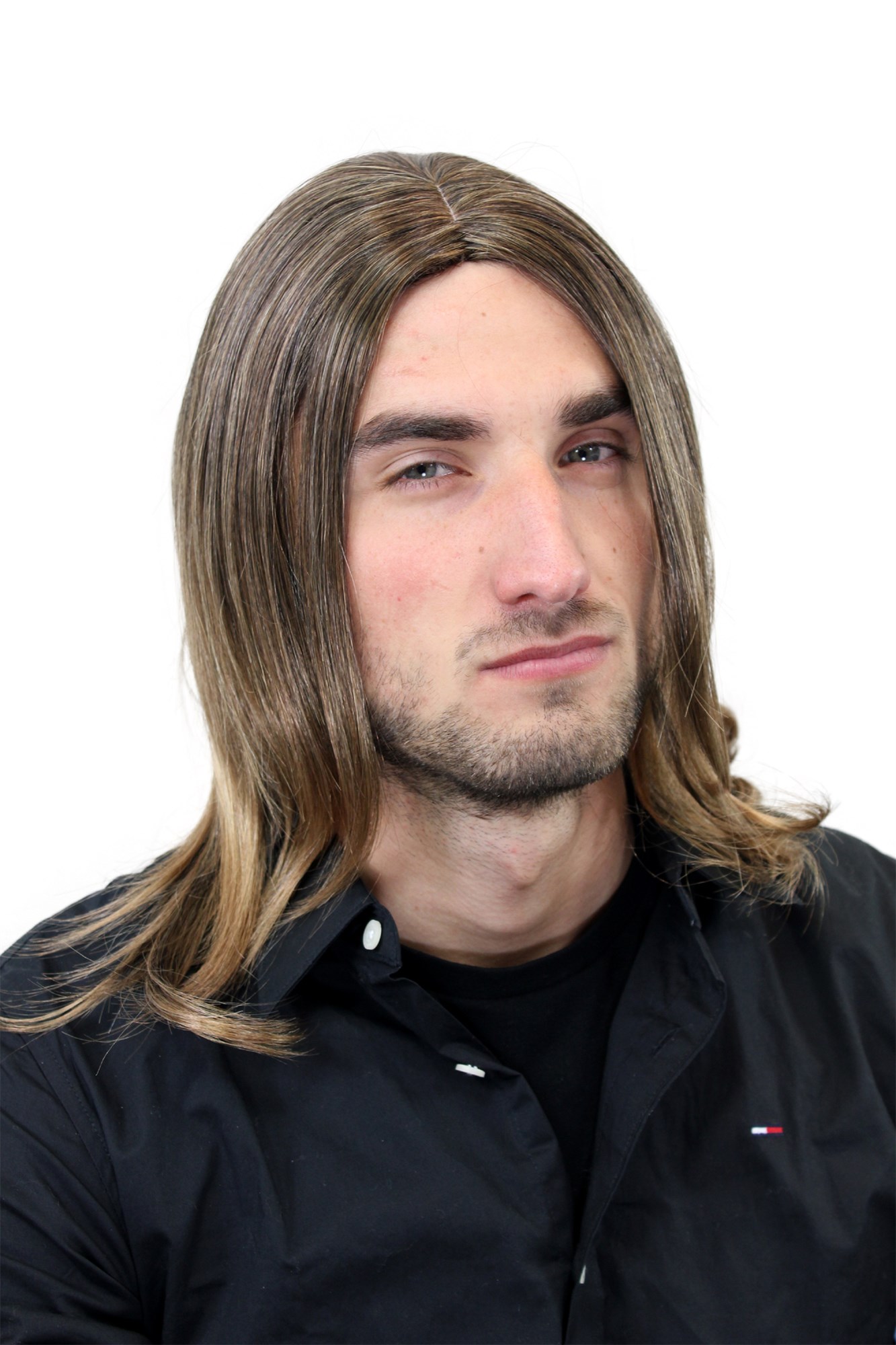 Men's WIG (for Men or Unisex) HIGH  synthetic straight INDIE MUSICIAN BROWN + BLOND ends, view 3, WIG ME UP: Your Perücken Online Shop Quality Wigs, Men, Blonde, straight, shoulder-length