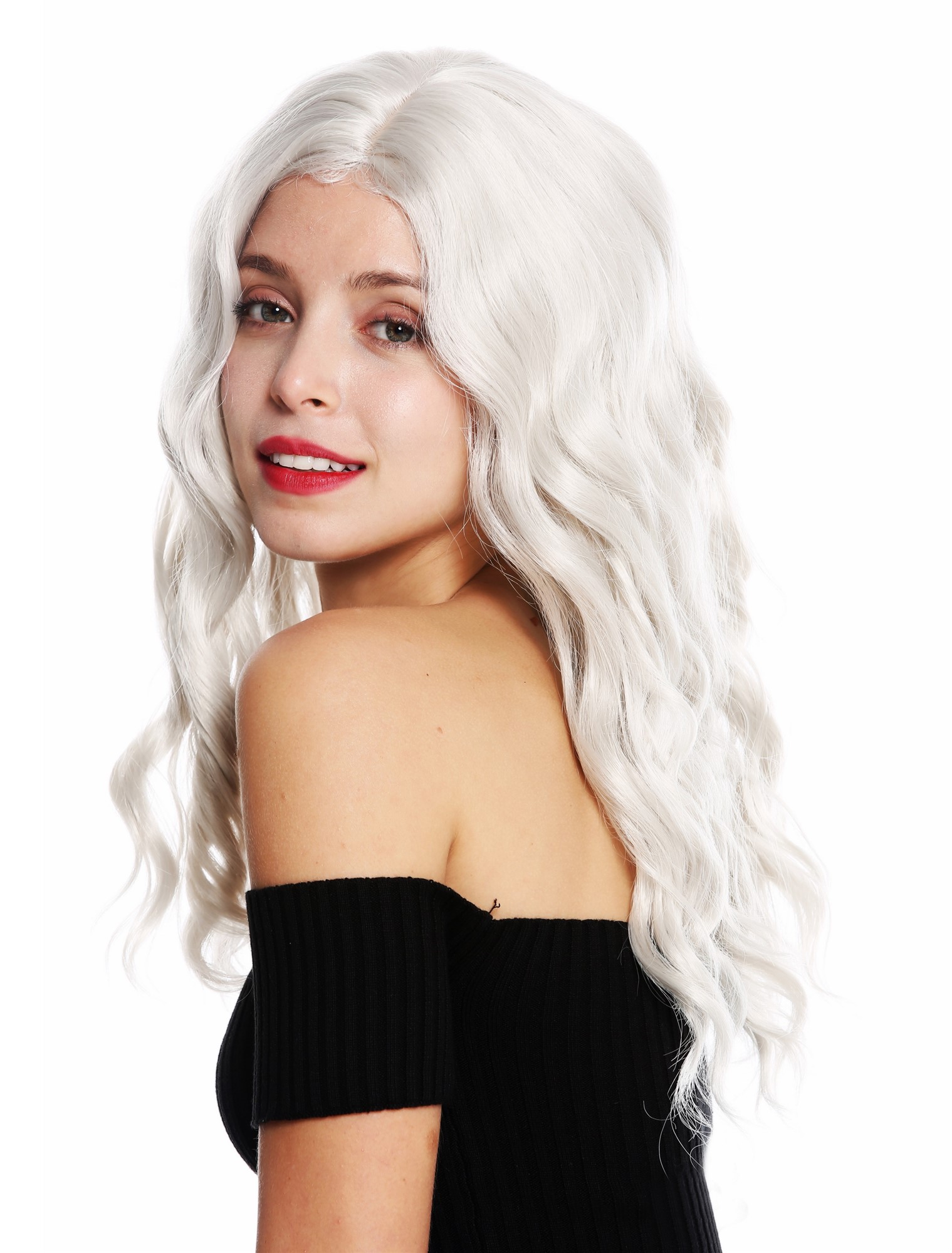 Women's wig long wavy middle parting waves slight curls white-ish blond VK-9, view 3, WIG ME UP: Your Perücken Online Shop Quality Wigs, Ladies, Swedish blonde, straight, long