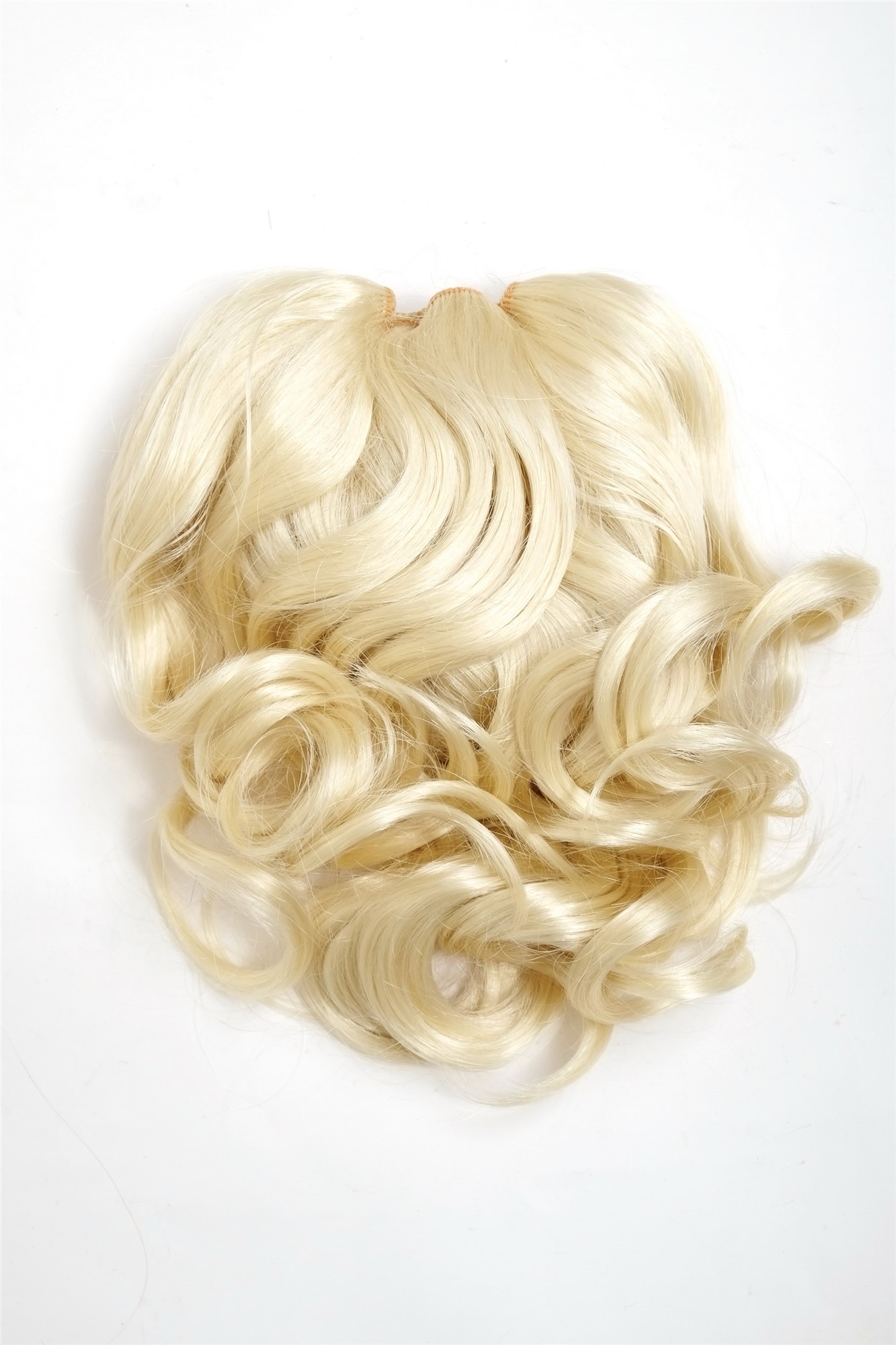 hochwertiges Haarteil gewellt halblang 1 Kamm + Gummizug Platinblond Modell: JL-3023, Ansicht 5, WIG ME UP: Ihr Perücken Online Shop welliges Zopf-Haarteil Platinblond 35 cm lang