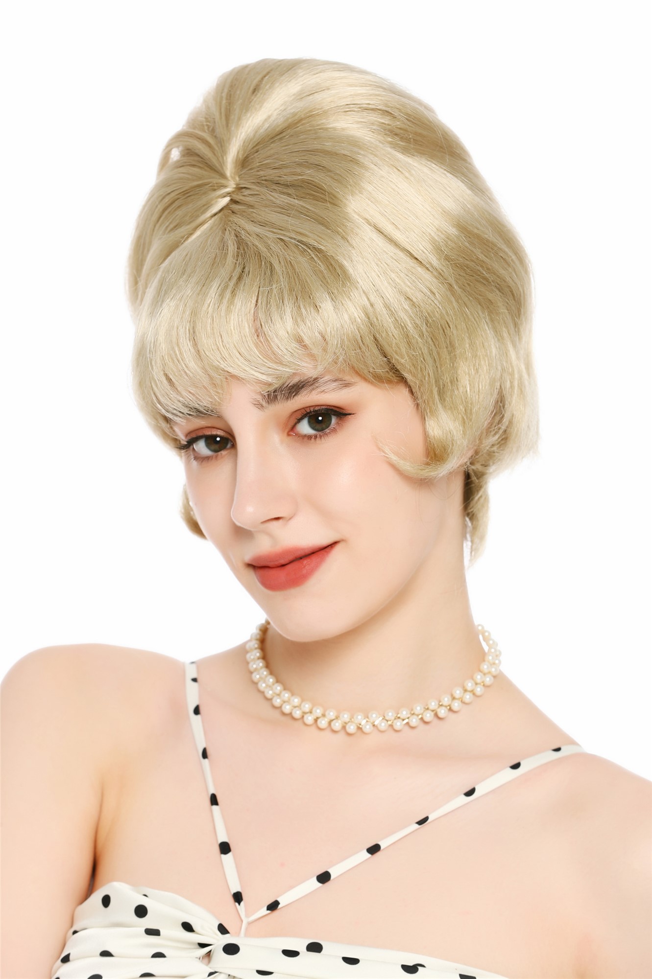 Perücke Damen Retro Vintage 50er 60er Beehive hochtoupiert Pony Blond DW3436-22