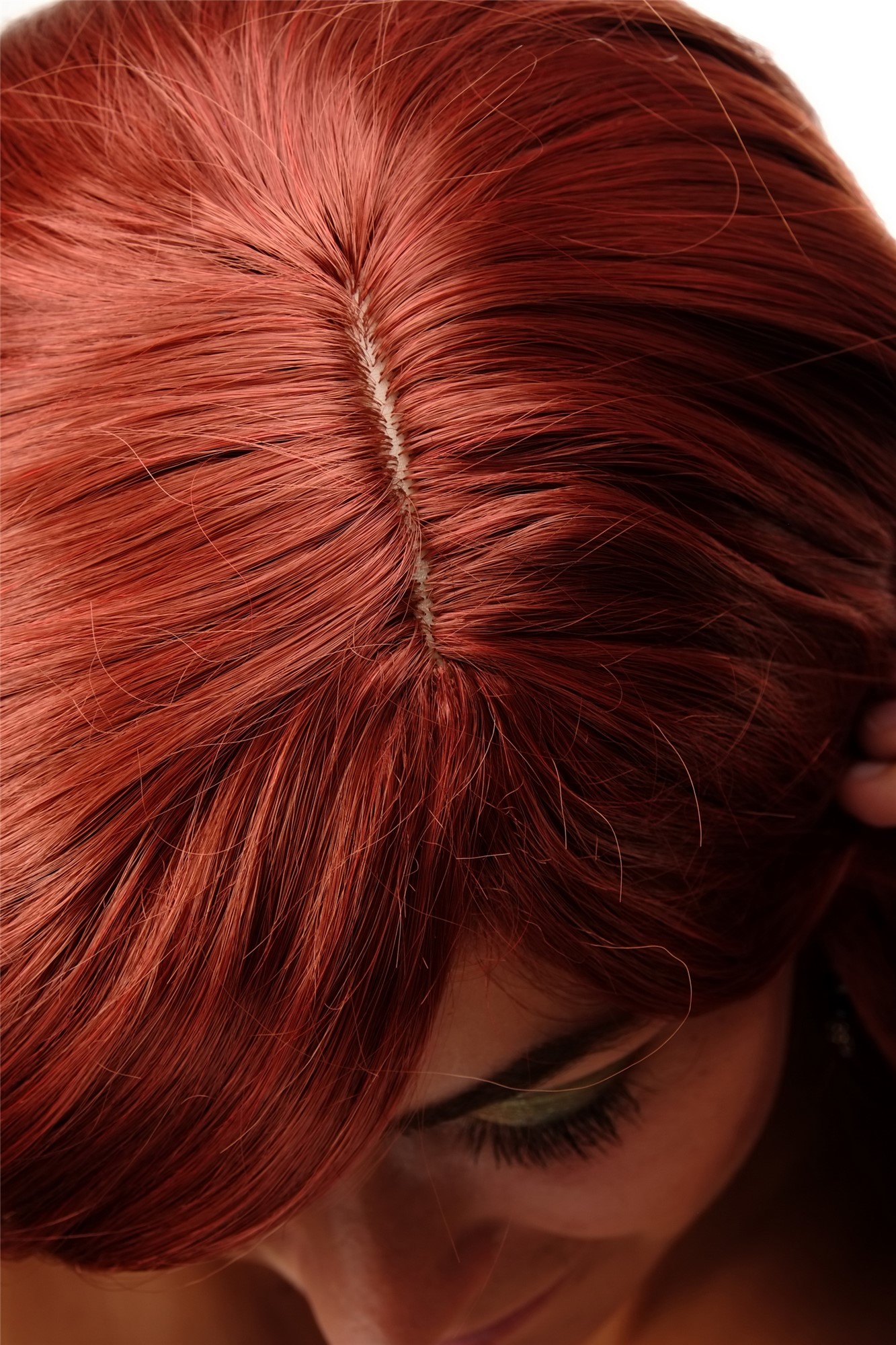 Stunning Lady  Wig very long wavy long fringe (for side parting) dark red darkred 27,5 inch, view 5, WIG ME UP: Your Perücken Online Shop Quality Wigs, Ladies, dark copper red, curled, long