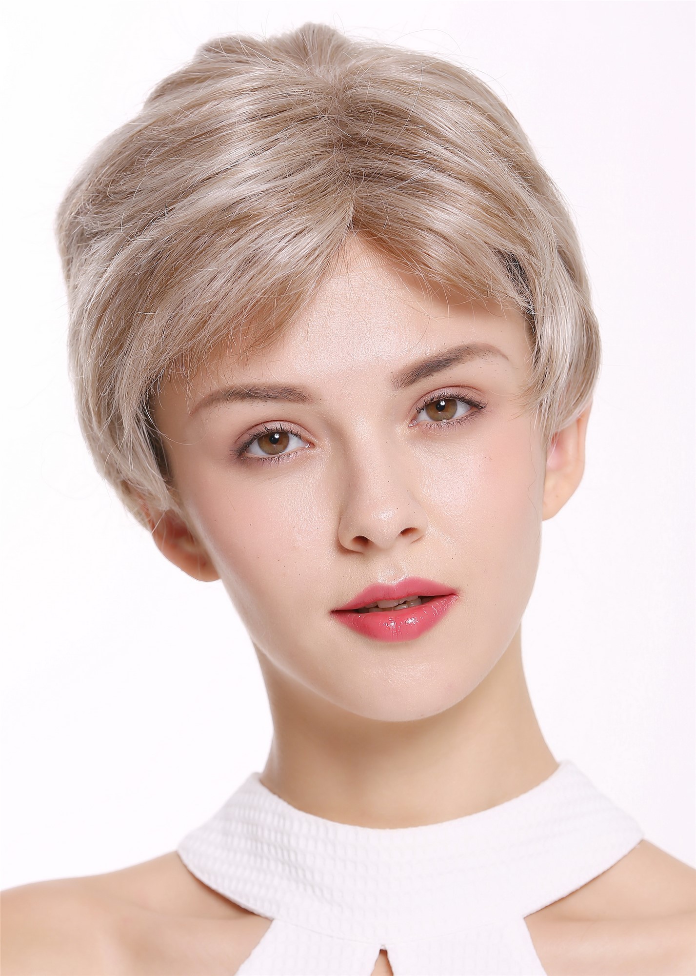 Lady wig bob short sleek parting lady monofilament blonde highlights SARA-MF, view 2, WIG ME UP: Your Perücken Online Shop Quality Wigs, Ladies, silver blonde-light brown mix, straight, short