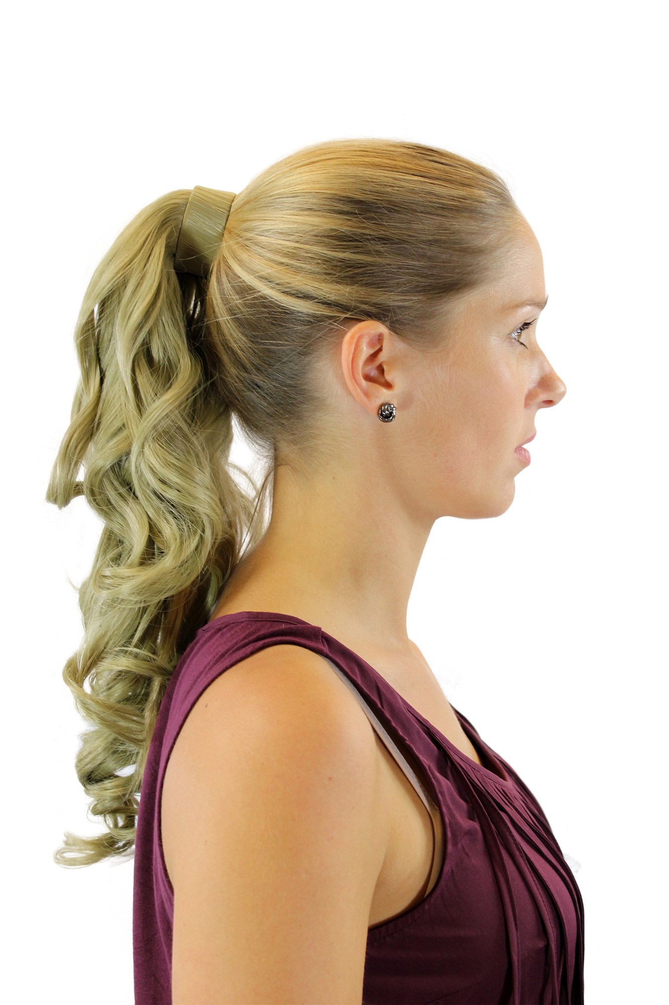 ROSY-24 Hairpiece PONYTAIL with comb and snapwrap long wavy slightly curled medium ash blond 18", view 3, WIG ME UP: Your Perücken Online Shop Ponytails, ash blonde, wavy, shoulder-length