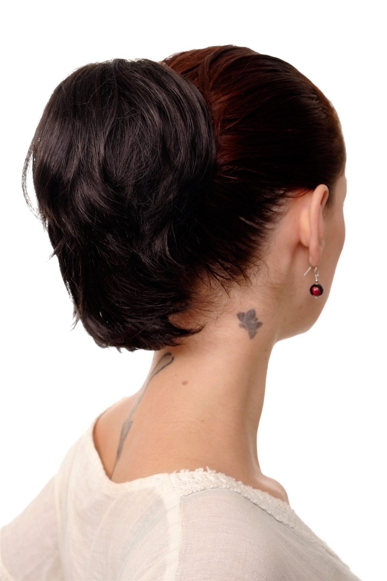 T6545-3 Ponytail Hairpiece extension short wild look dark brown 10", front view, WIG ME UP: Your Perücken Online Shop Ponytails, dark brown, straight, short