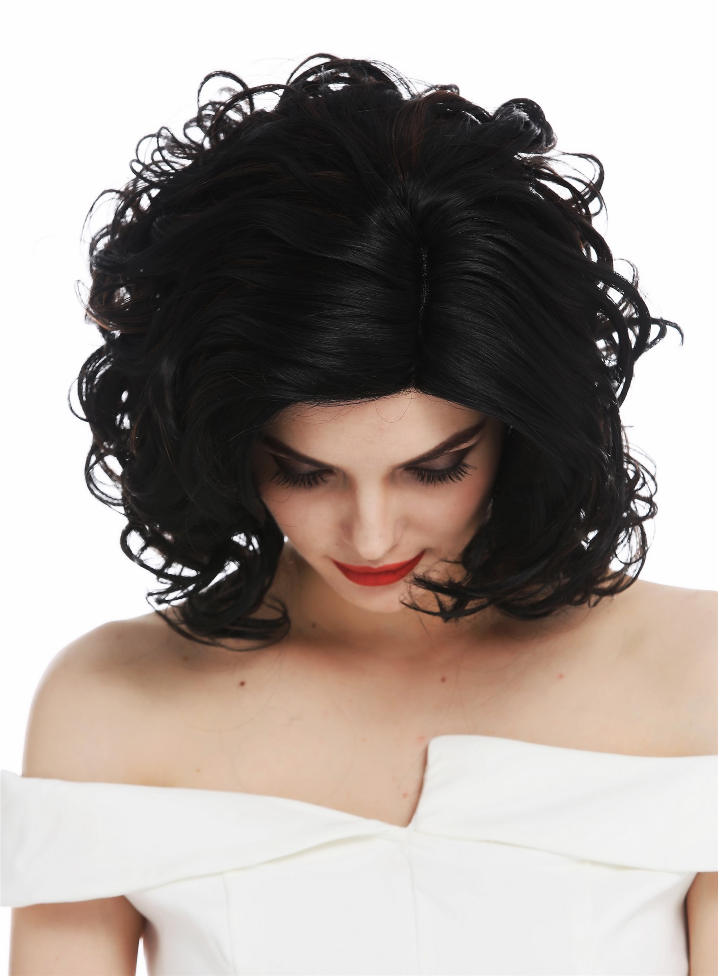 Quality Wigs, Ladies, black-brown mix, curled, short