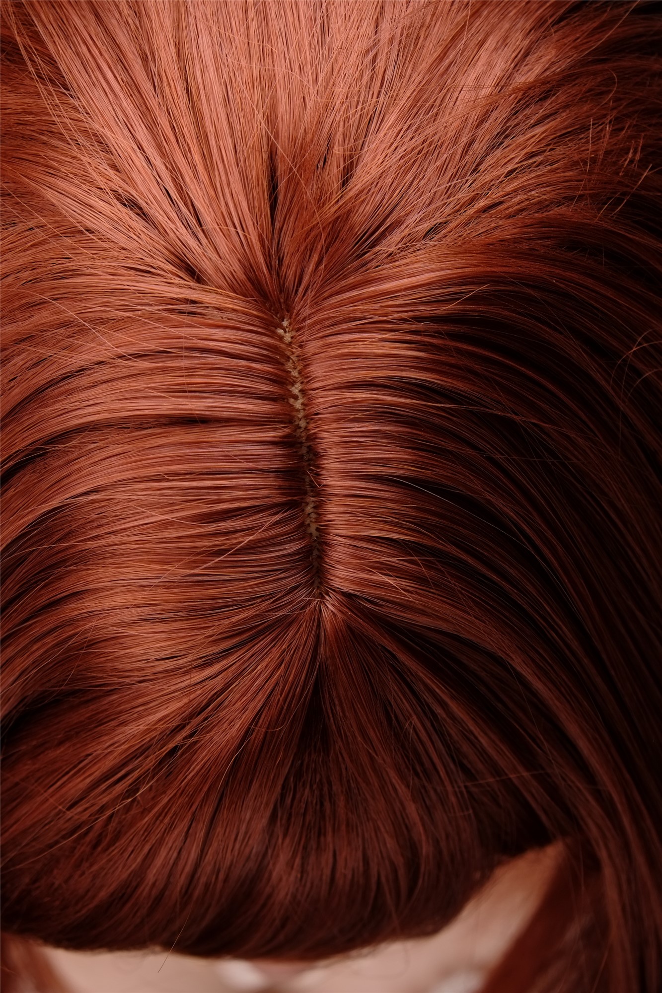 glatte Tressen-Perücke mit Kopfhaut-Imitat Kupferrot lange Haare für Damen