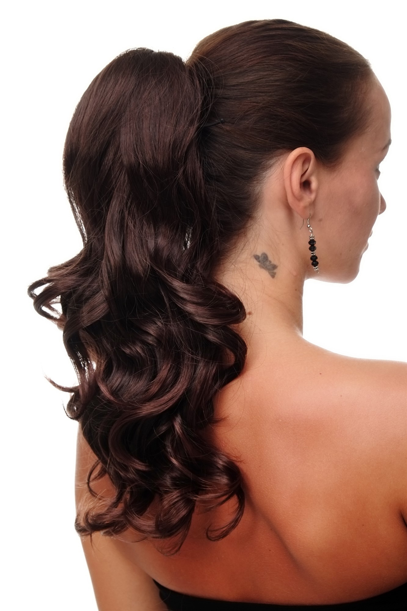 hochwertiges Haarteil gewellt Gummizug Braun-Mix JL-3024-4T33, Vorderansicht, WIG ME UP: Ihr Perücken Online Shop welliges Zopf-Haarteil Kastanie 40 cm lang