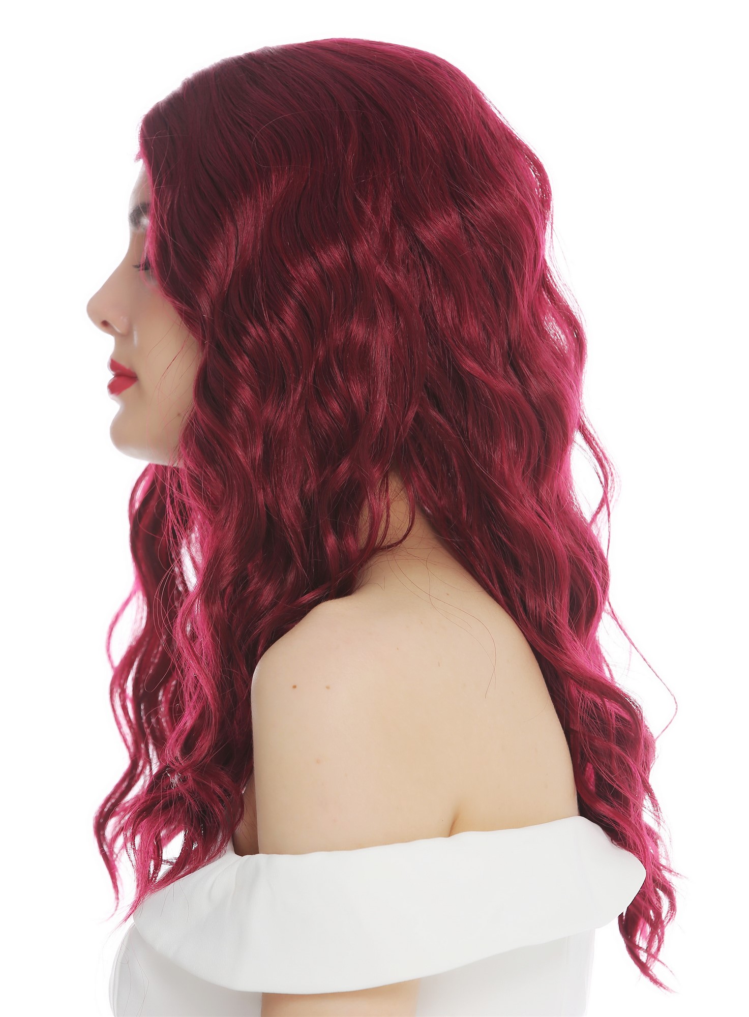 Women's wig ladies' wig long wavy water wave middle parting garnet red VK-9, view 3, WIG ME UP: Your Perücken Online Shop Quality Wigs, Ladies, garnet red, wavy, long