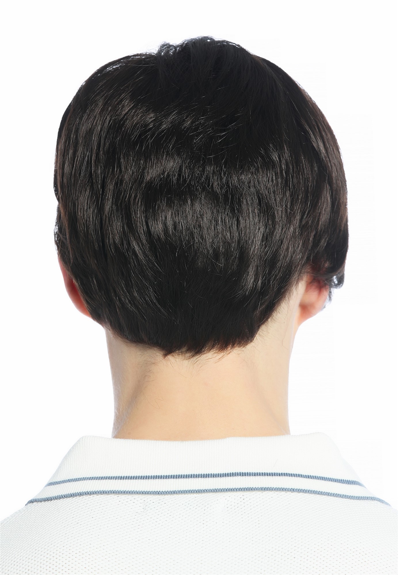 hochwertige Qualitätsperücken, Perücke Herren kurz glatt gescheitelt Scheitel Braun M230-6, Ansicht 5, WIG ME UP: Ihr Perücken Online Shop glatte Tressen-Perücke Mittelbraun kurze Haare für Herren