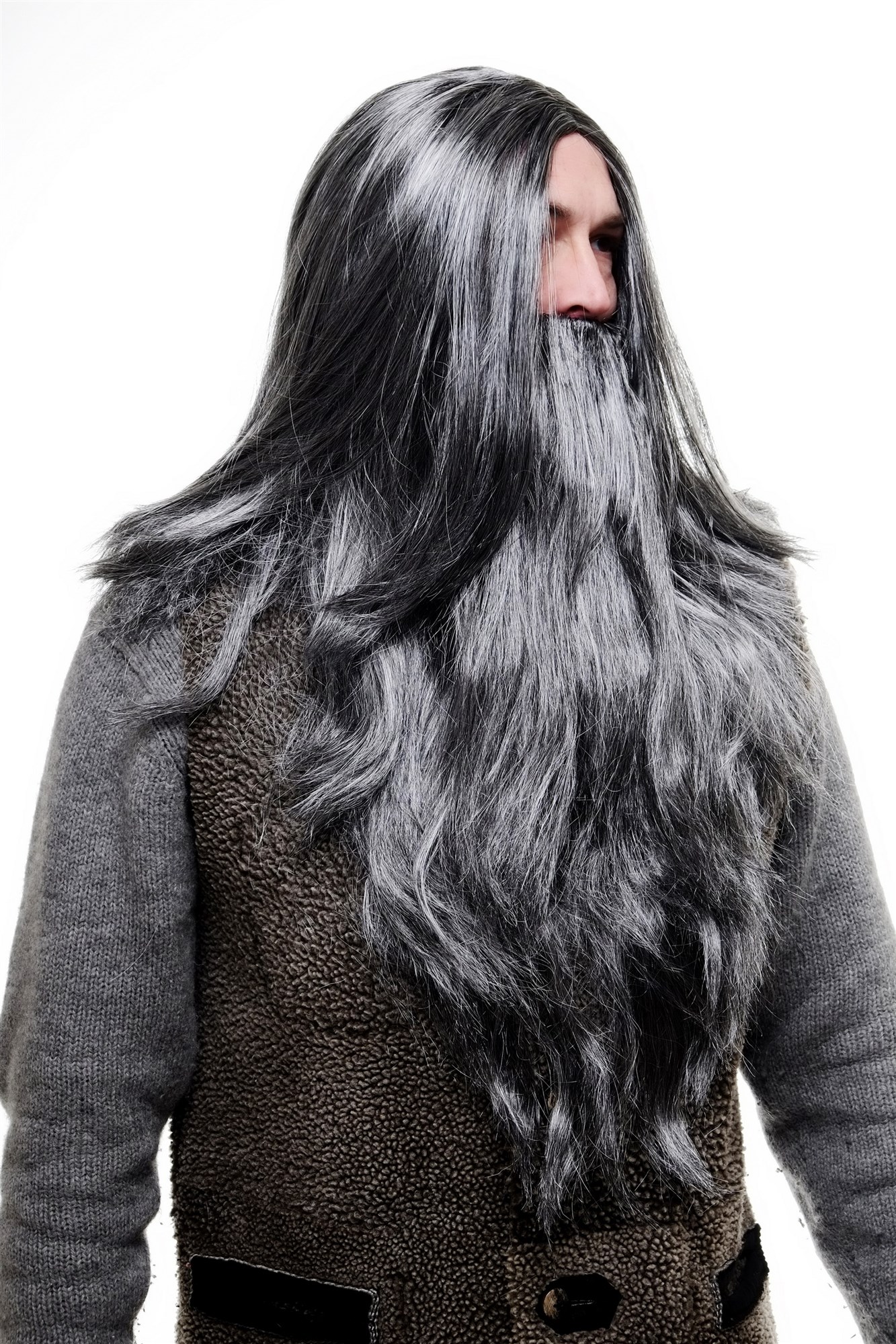 Party Wig, Men, Grey, straight, long