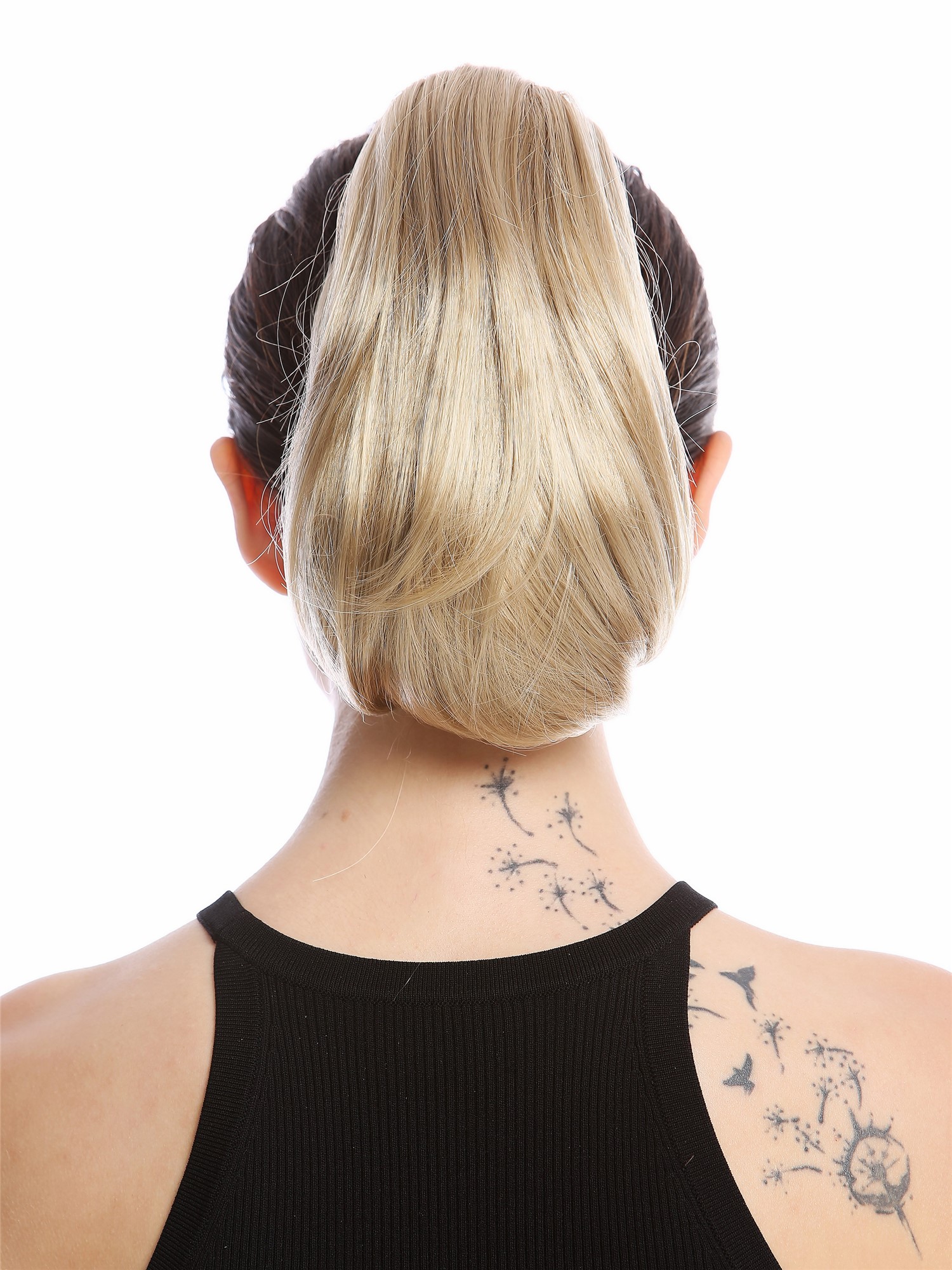 Ponytail Hairpiece short straight smooth but voluminous light ash blond 10" 622, front view, WIG ME UP: Your Perücken Online Shop Ponytails, ash blonde, wavy, short