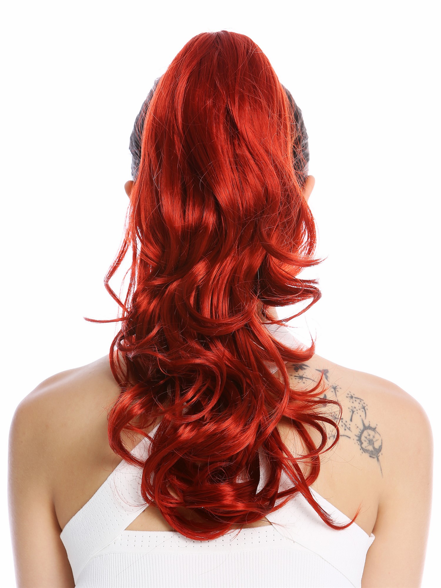 Ponytails, fire red, wavy, shoulder-length