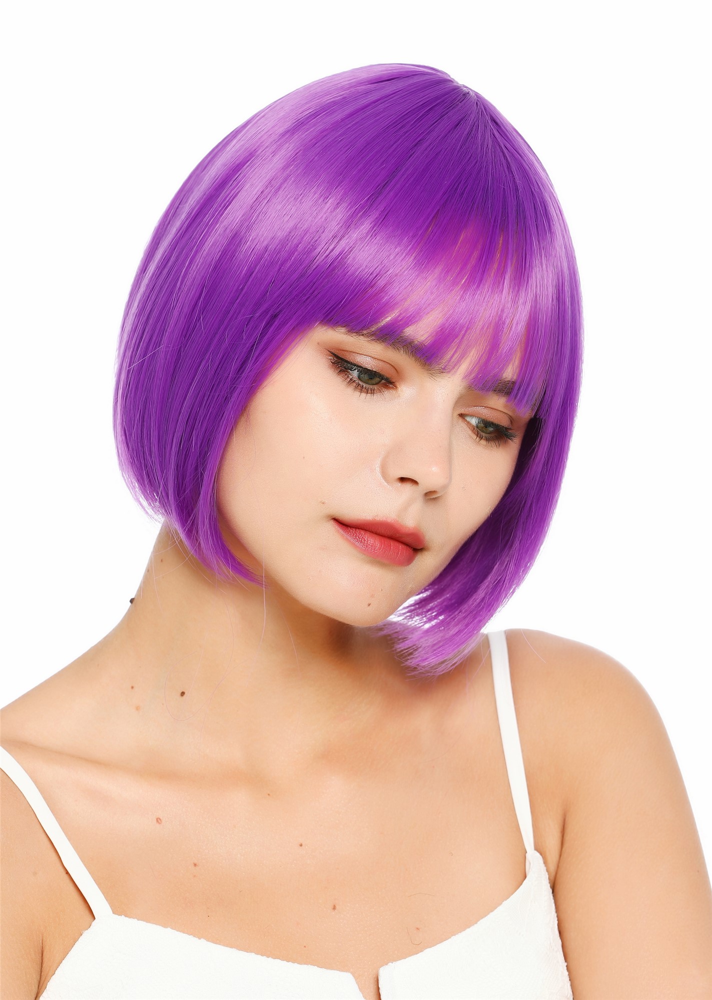Damenperücke kurz Bob Pony glatt dunkles Lila SZL0751-DHT2411