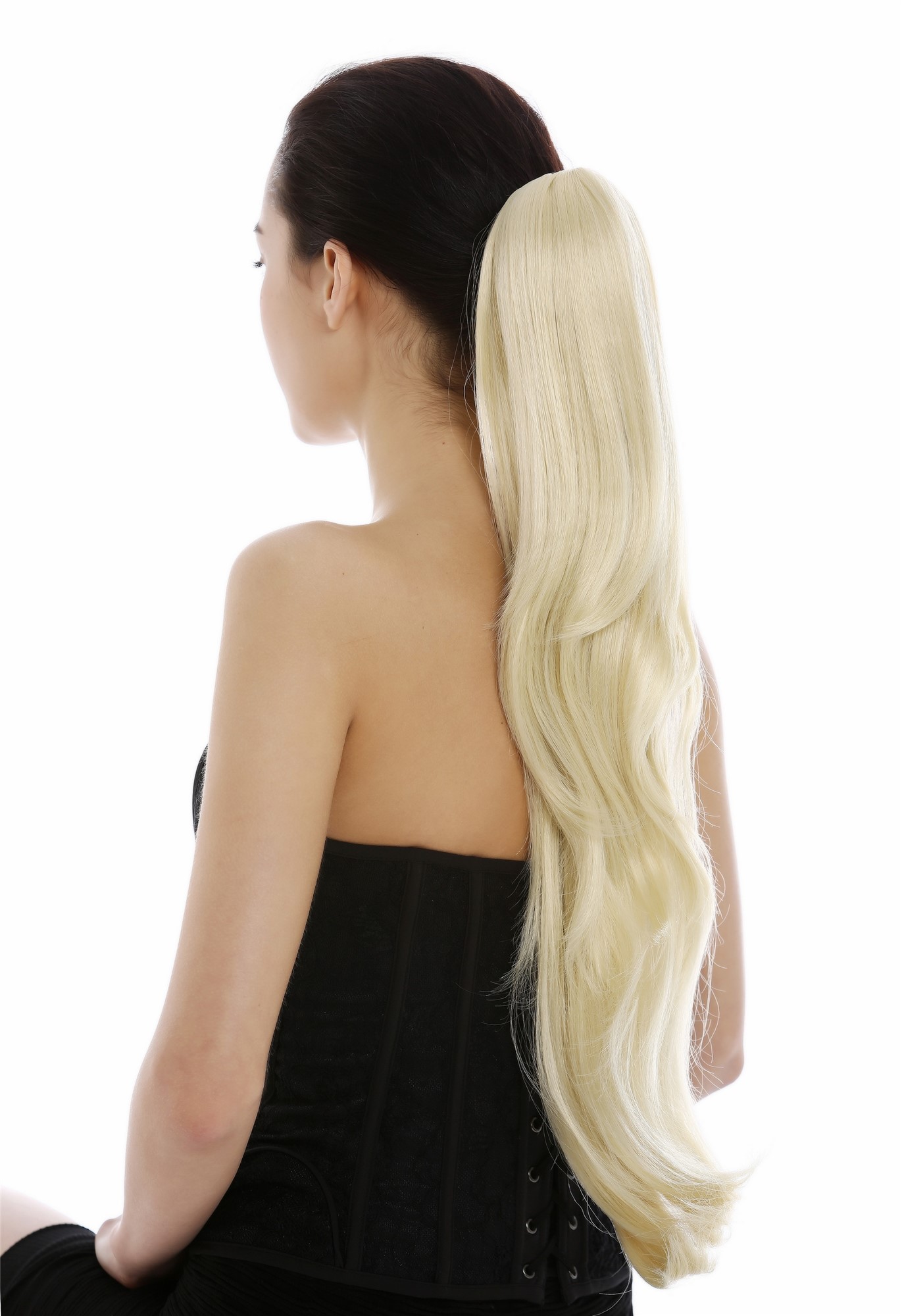 Ponytail Hairpiece Claw Clamp very long layerd slightly wavy light blond T200, view 2, WIG ME UP: Your Perücken Online Shop Ponytails, light blonde, wavy, long