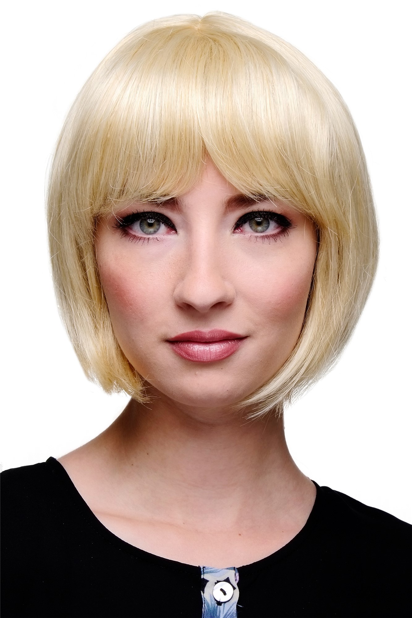 glatte Tressen-Perücke mit Kopfhaut-Imitat Hellblond-Goldblond kurze Haare für Damen