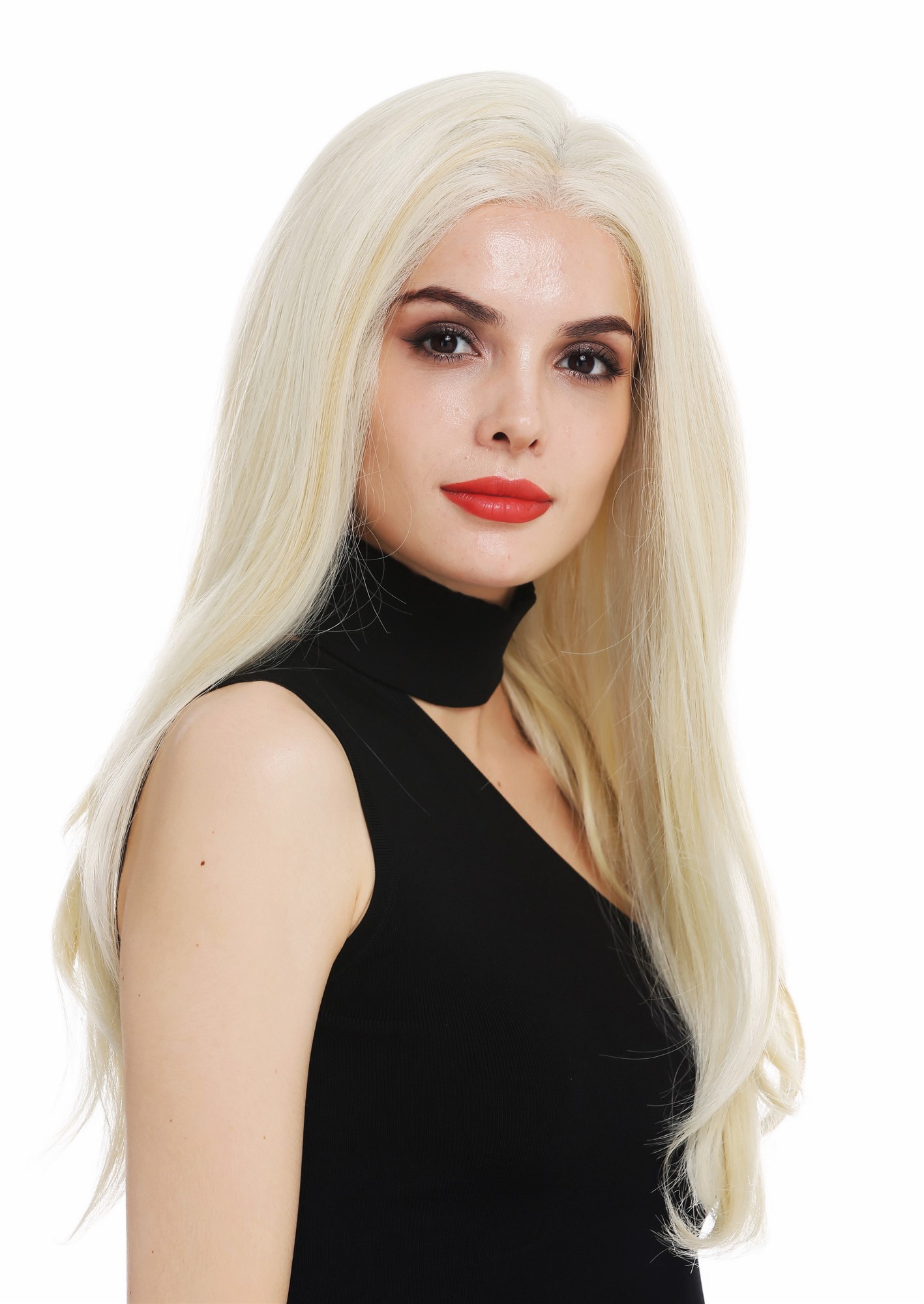 hochwertige Qualitätsperücken, Perücke vollständig handgeknüpft Monofilament Lacefront lang sleek glatt Hellblond DW2088+2-FHT-MF, Ansicht 2, WIG ME UP: Ihr Perücken Online Shop glatte Tressen-Perücke mit Teil-Mono Oberkopf, Front-Lace, Voll-Mono und als Befestigung mit Klebeflächen Blond-Mix lange Haare für Damen