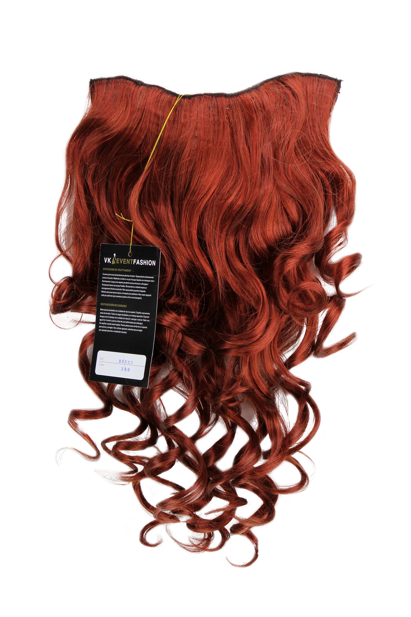 Haarteil mit 7 Klammern 3/4 Perücke welliges Haar Rot Kupferrot H9503-350, Vorderansicht, WIG ME UP: Ihr Perücken Online Shop wellige Halbperücke Kupferrot 50 cm lang