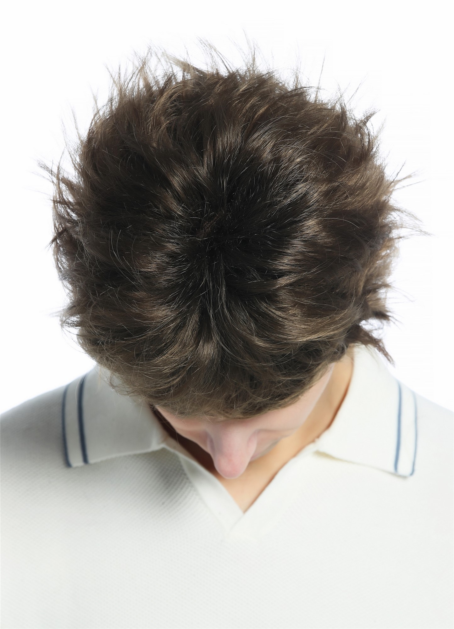 hochwertige Qualitätsperücken, Perücke kurz wild retro 80er toupiert wie ungekämmt Braun Mittelbraun M-252A-18, Ansicht 4, WIG ME UP: Ihr Perücken Online Shop glatte Tressen-Perücke Mittelbraun kurze Haare für Unisex