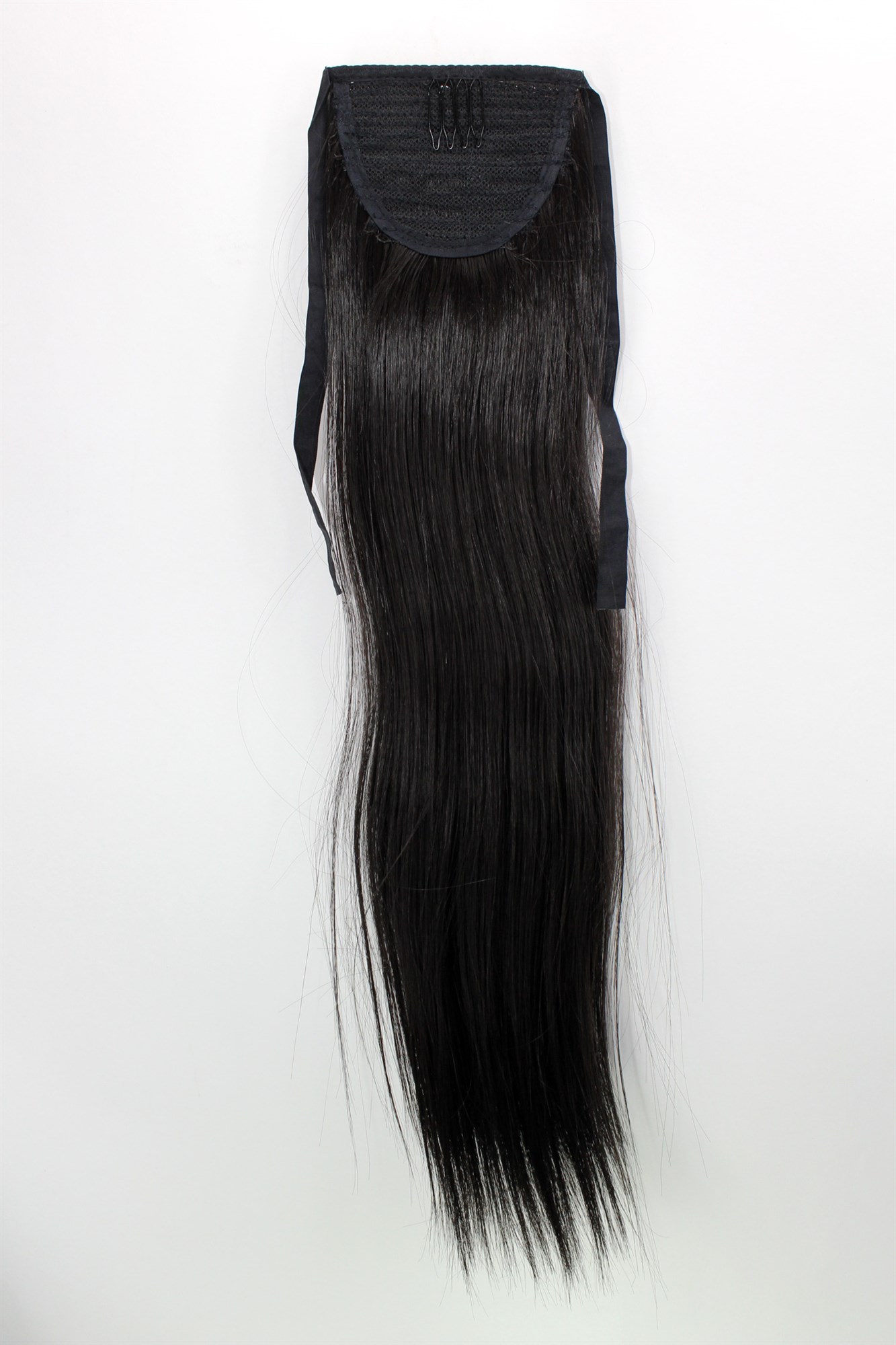 YZF-TS18-4 Hairpiece Pontail Pigtail extension slim light straight comb and ribbon dark brown, view 2, WIG ME UP: Your Perücken Online Shop Ponytails, dark brown, straight, shoulder-length