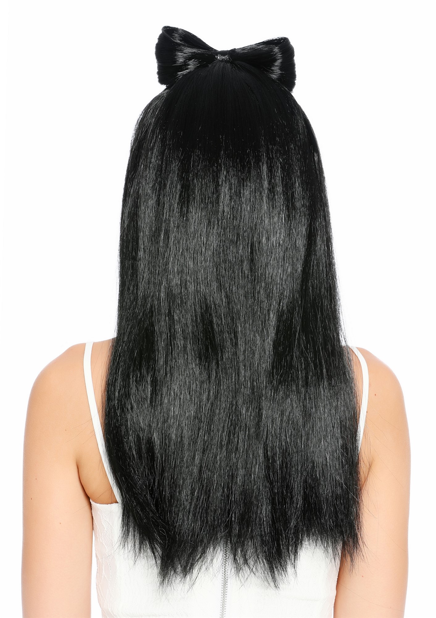 glatte Party-Perücke Schwarz 60 cm lange Perücke für Damen