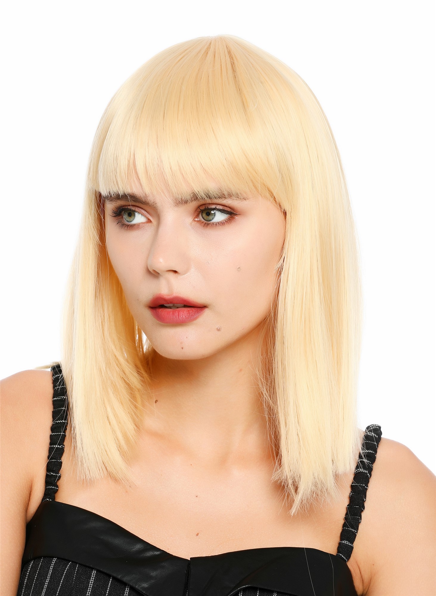 glatte Party-Perücke Honiggelb 40 cm lange Perücke für Damen