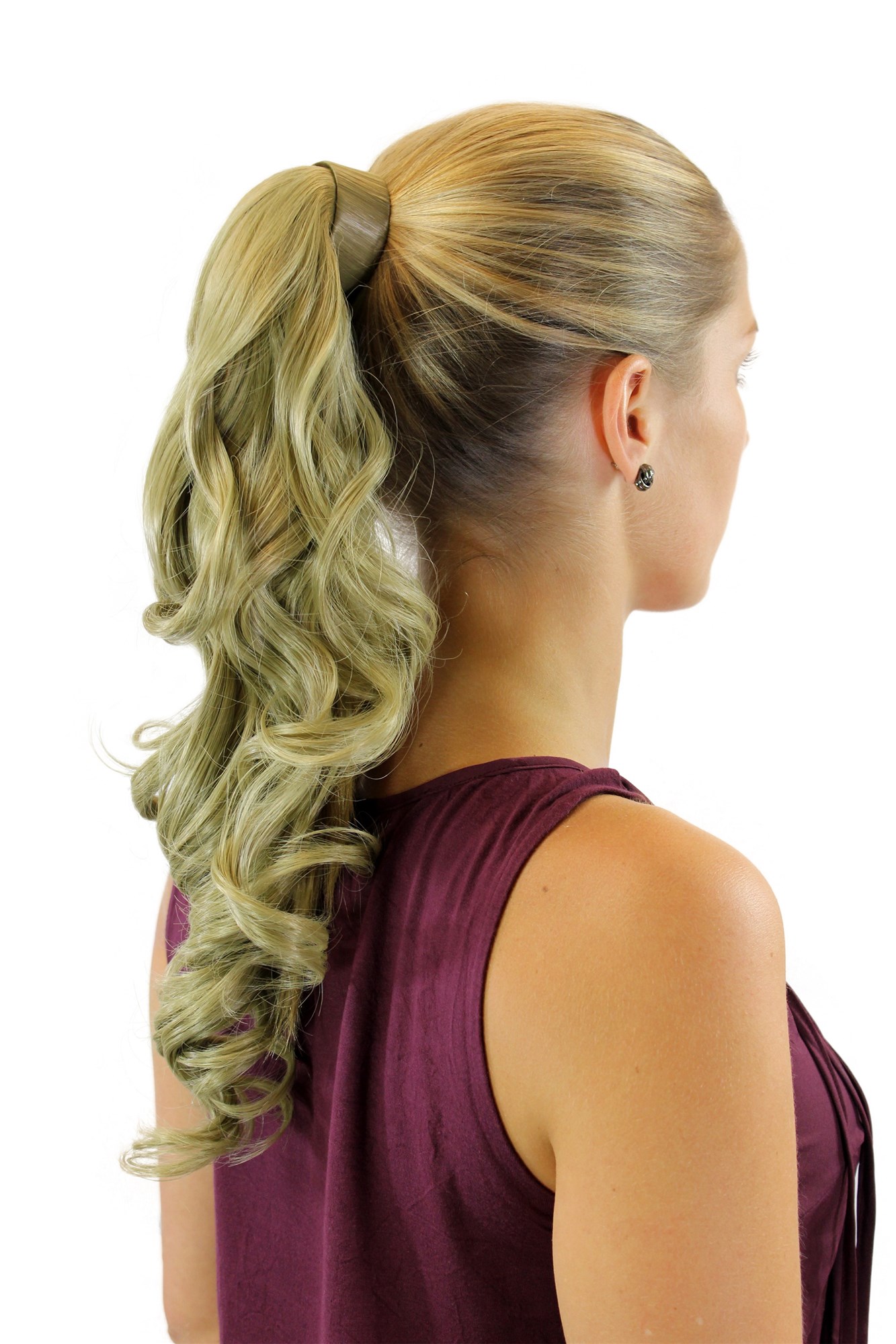 ROSY-24 Hairpiece PONYTAIL with comb and snapwrap long wavy slightly curled medium ash blond 18", view 2, WIG ME UP: Your Perücken Online Shop Ponytails, ash blonde, wavy, shoulder-length