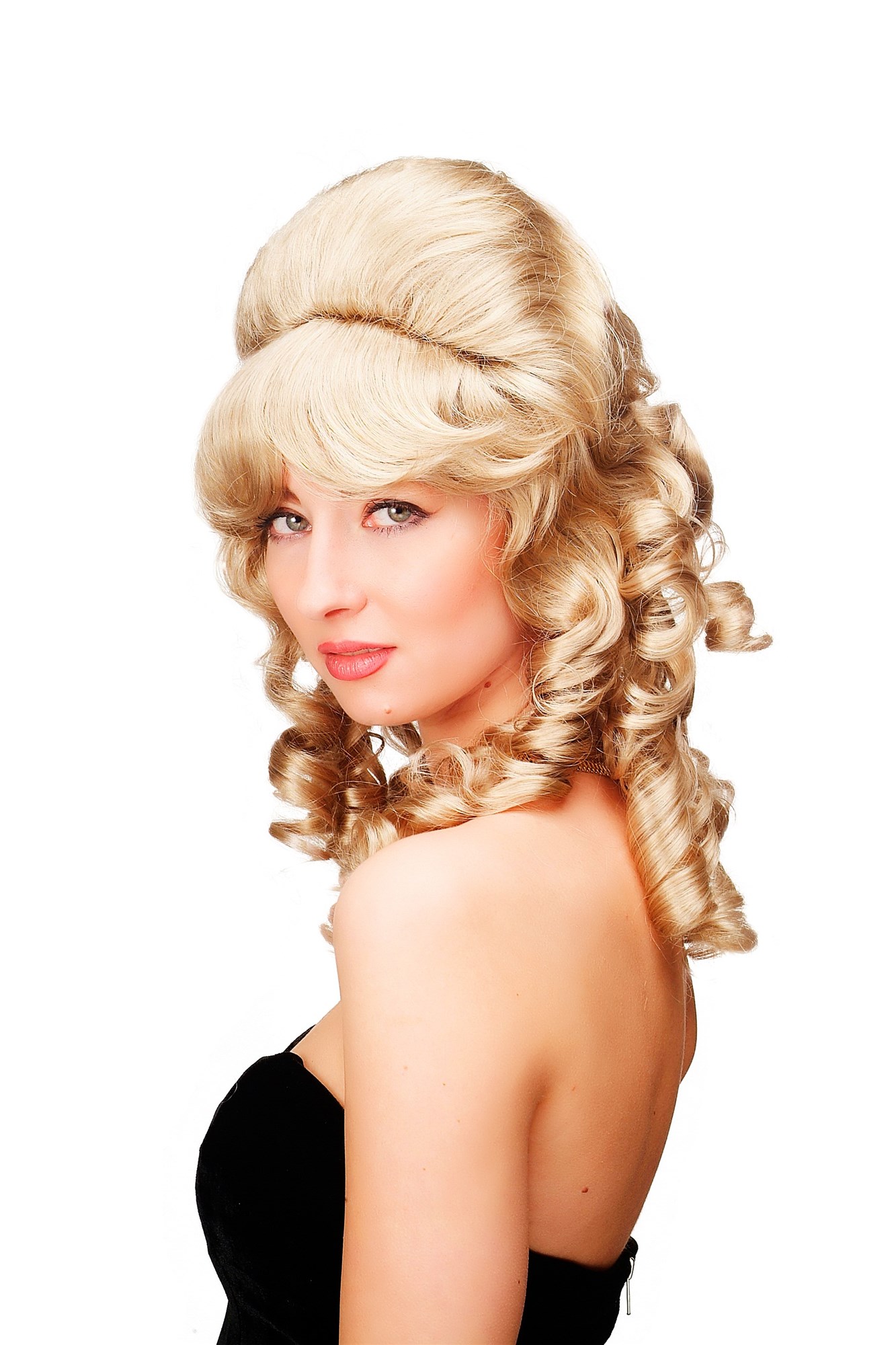 156-D-24 Historic Lady  Wig blond Baroque Victorian Colonal Era Beehive ringlets curled, view 2, WIG ME UP: Your Perücken Online Shop Quality Wigs, Ladies, light ash blonde, curled, long
