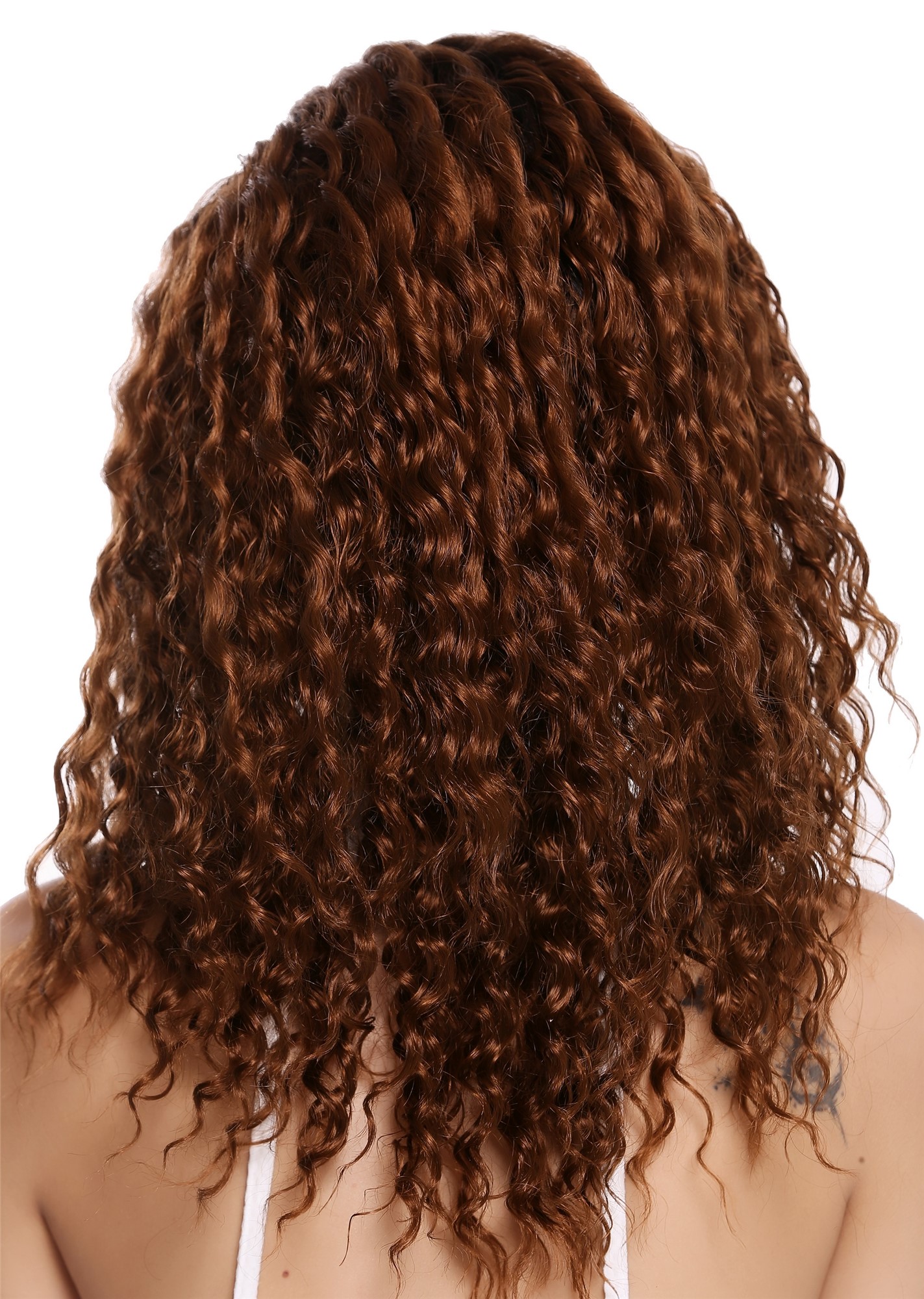hochwertige Qualitätsperücken, Perücke Afro Locken gekreppt Seitenscheitel Ombre Schwarz Kupferbraun 803AD-YS1+30, Ansicht 4, WIG ME UP: Ihr Perücken Online Shop lockige Tressen-Perücke mit Kopfhaut-Imitat Kupferbraun-Tiefschwarz-Mix lange Haare für Damen