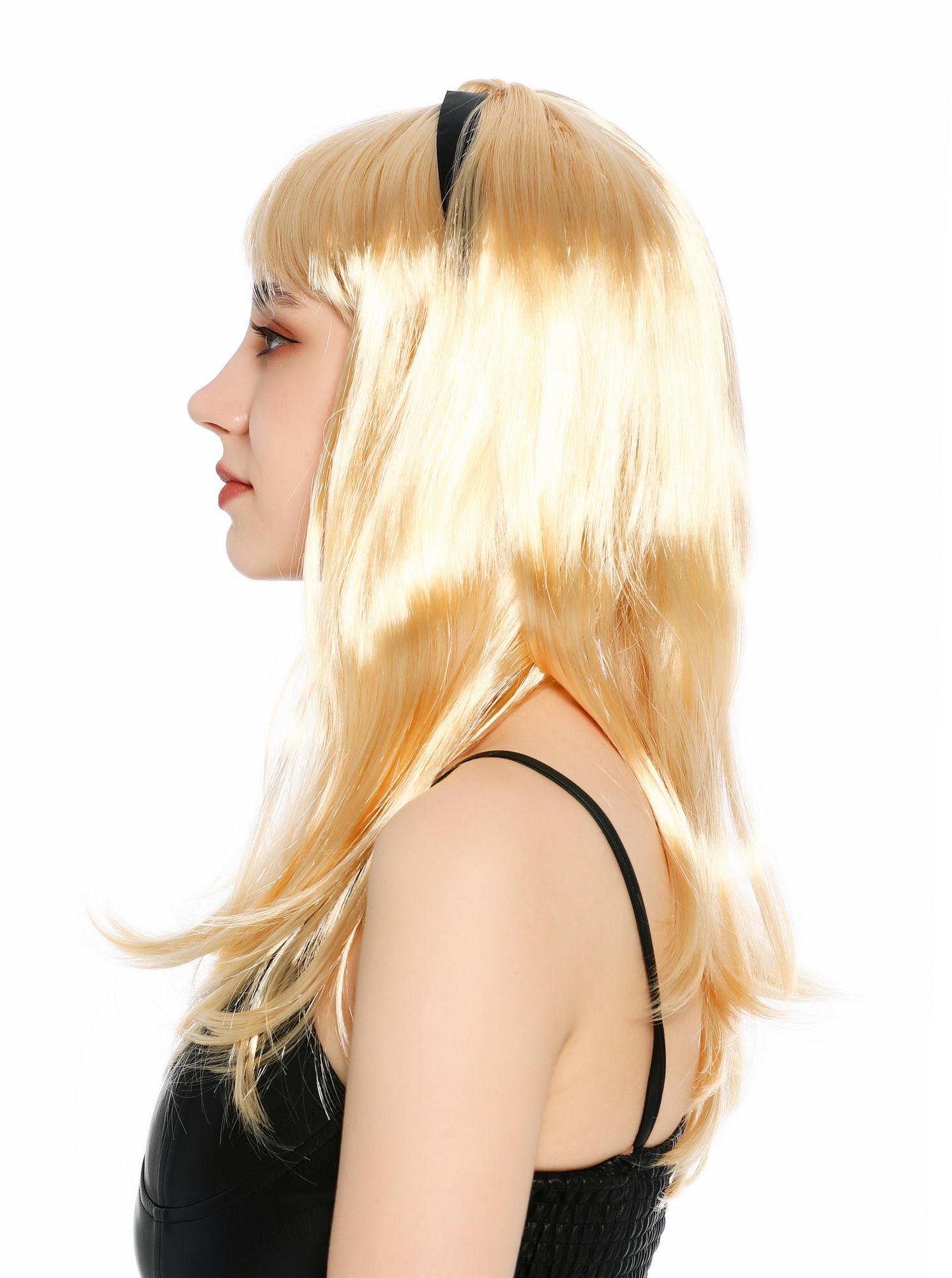glatte Party-Perücke Hellblond 55 cm lange Perücke für Damen