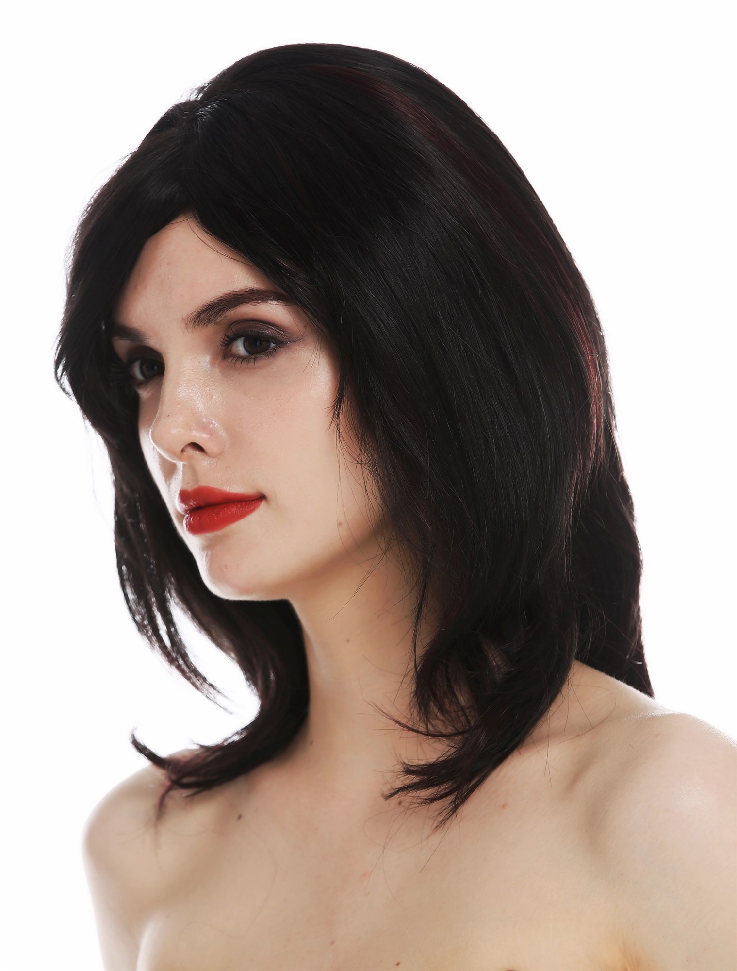 Quality Wigs, Ladies, black-red mix, straight, shoulder-length