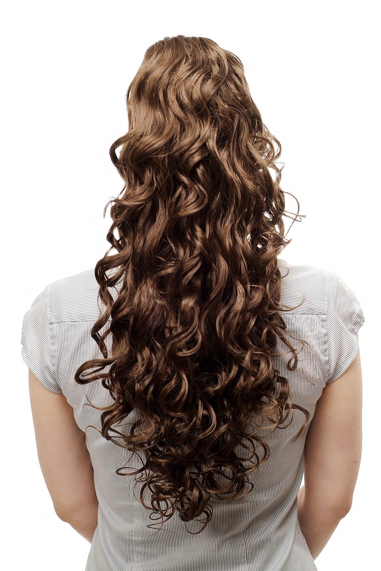 N310-10 Hairpiece PONYTAIL extension VERY long MASSIVE volume voluminous curly AMAZING curls kinks medium gold brown 23", front view, WIG ME UP: Your Perücken Online Shop Ponytails, Brown, curled, long
