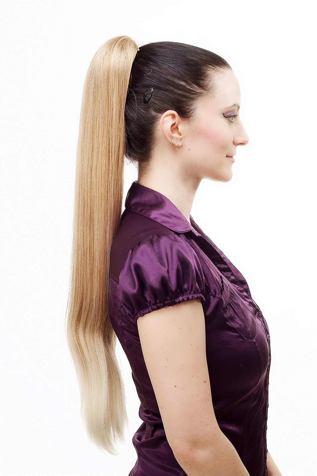 hochwertiges Haarteil Zopf mit Butterfly-Clip sehr lang glatt Erdbeer-Lichtblond T113-27T88, Ansicht 4, WIG ME UP: Ihr Perücken Online Shop glattes Zopf-Haarteil Blond-Mix 70 cm lang