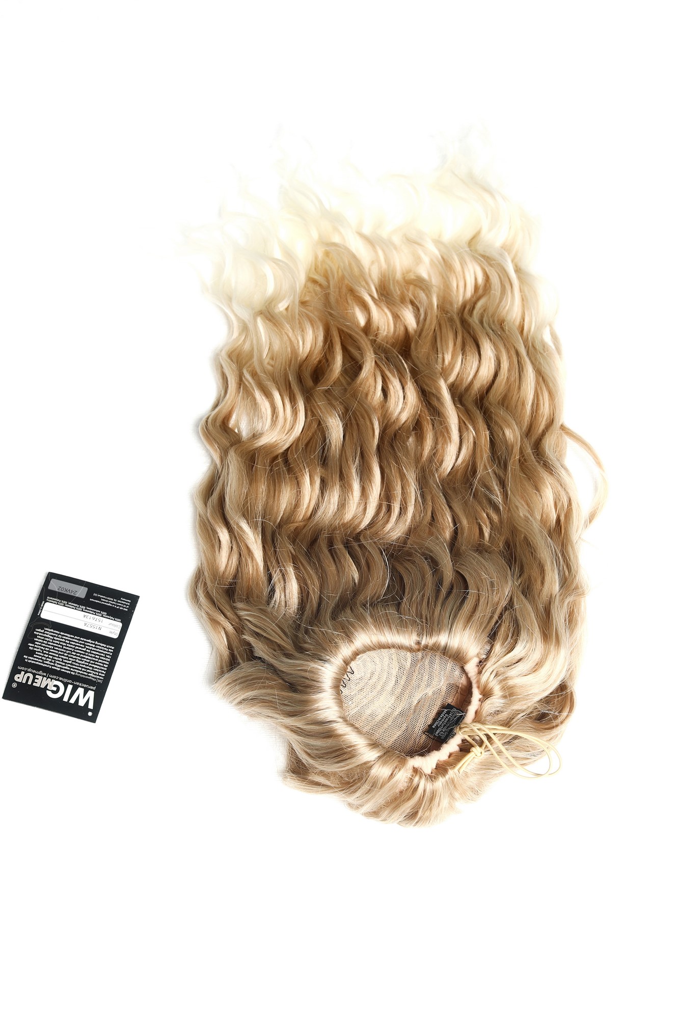 Zopf Pferdeschwanz Steckkämme voluminös stark gewellt 70cm lang Blond Platin gesträhnt N1557A-15T613A