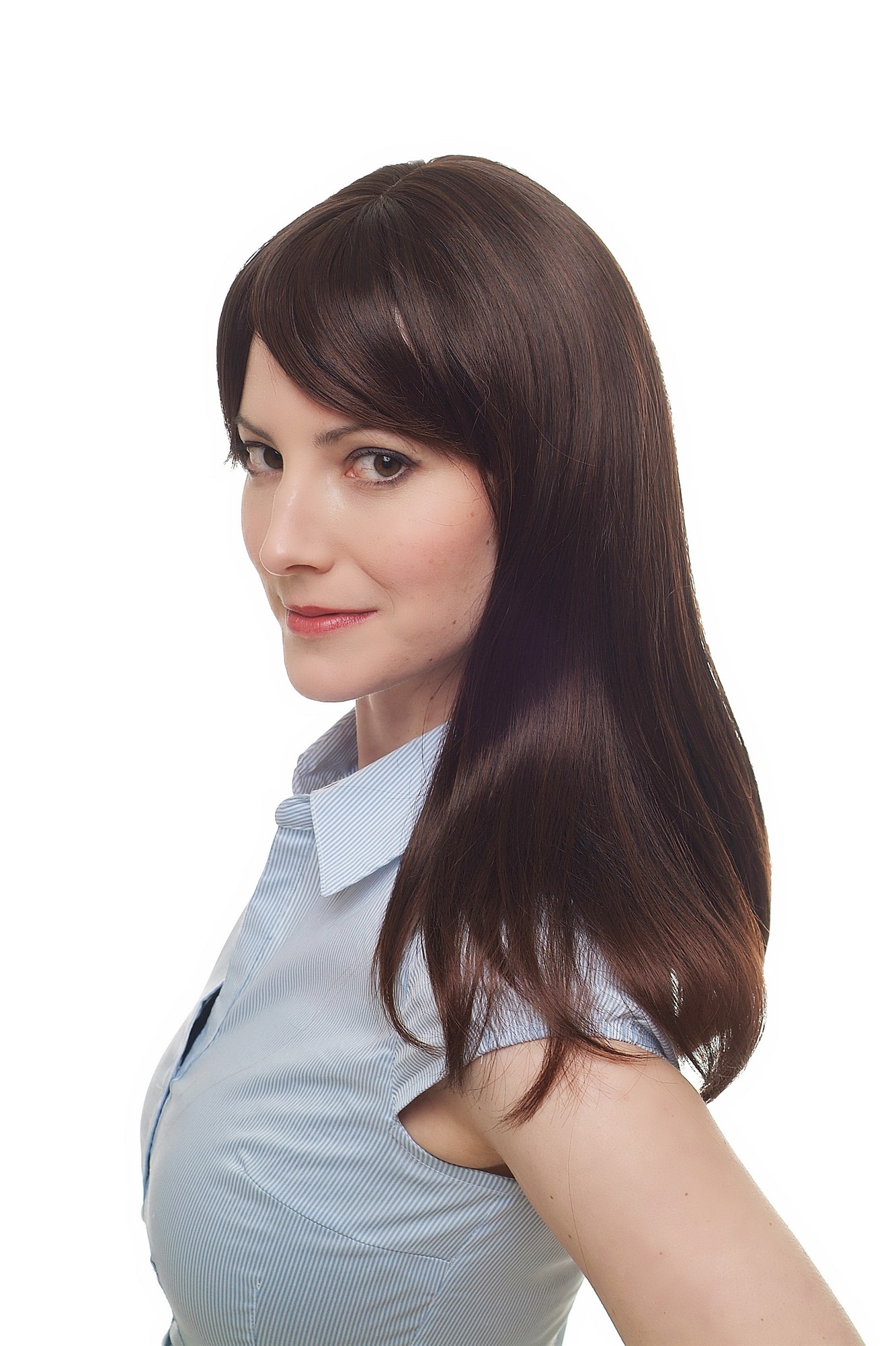 hochwertige Qualitätsperücken, Perücke mittellang glatt Mahagoni H8802A-2T33, Ansicht 4, WIG ME UP: Ihr Perücken Online Shop glatte Tressen-Perücke mit Kopfhaut-Imitat Braun schulterlange Haare für Damen