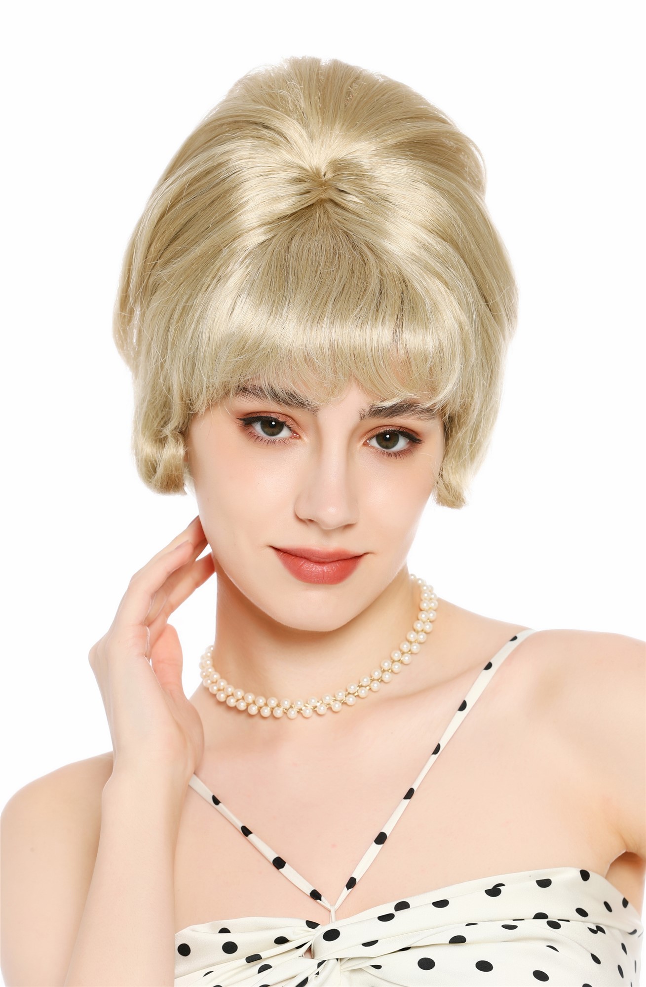 Perücke Damen Retro Vintage 50er 60er Beehive hochtoupiert Pony Blond DW3436-22