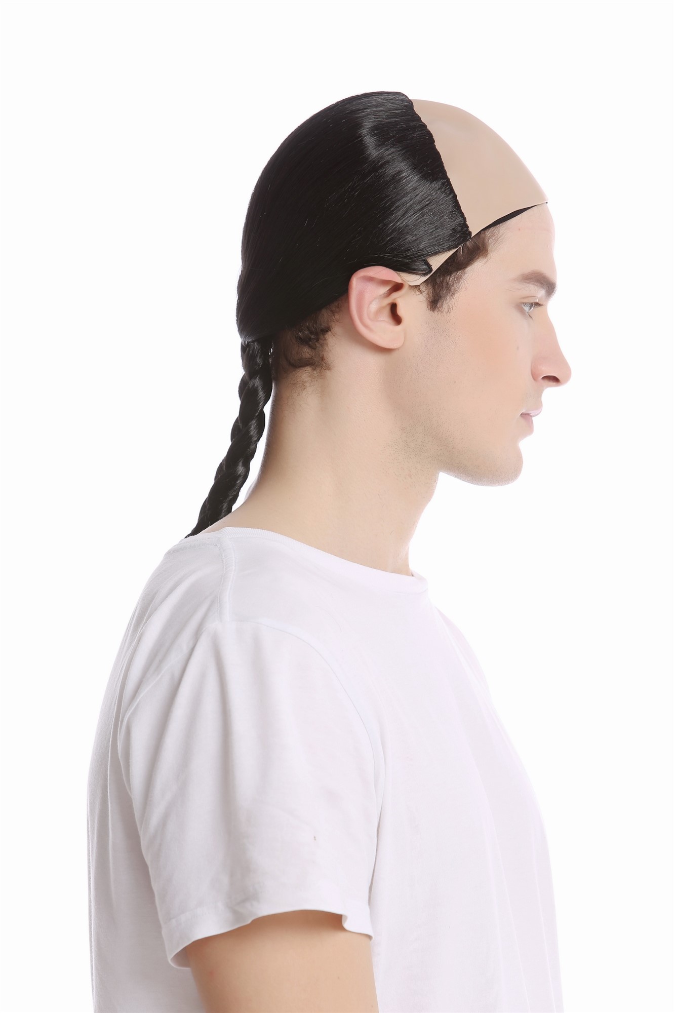 91015-ZA103 Wig China Qing Dynasty Manchu bald with braided queue, front view, WIG ME UP: Your Perücken Online Shop Party Wig, Men, Black, Braided, long