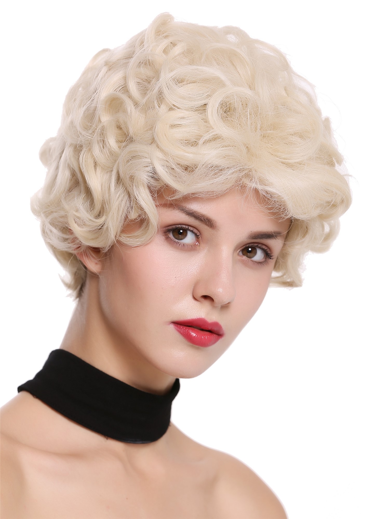 hochwertige Qualitätsperücken, Perücke kurz Locken gelockt Hellblond DW-2740-926, Ansicht 2, WIG ME UP: Ihr Perücken Online Shop lockige Tressen-Perücke Hellblond kurze Haare für Damen