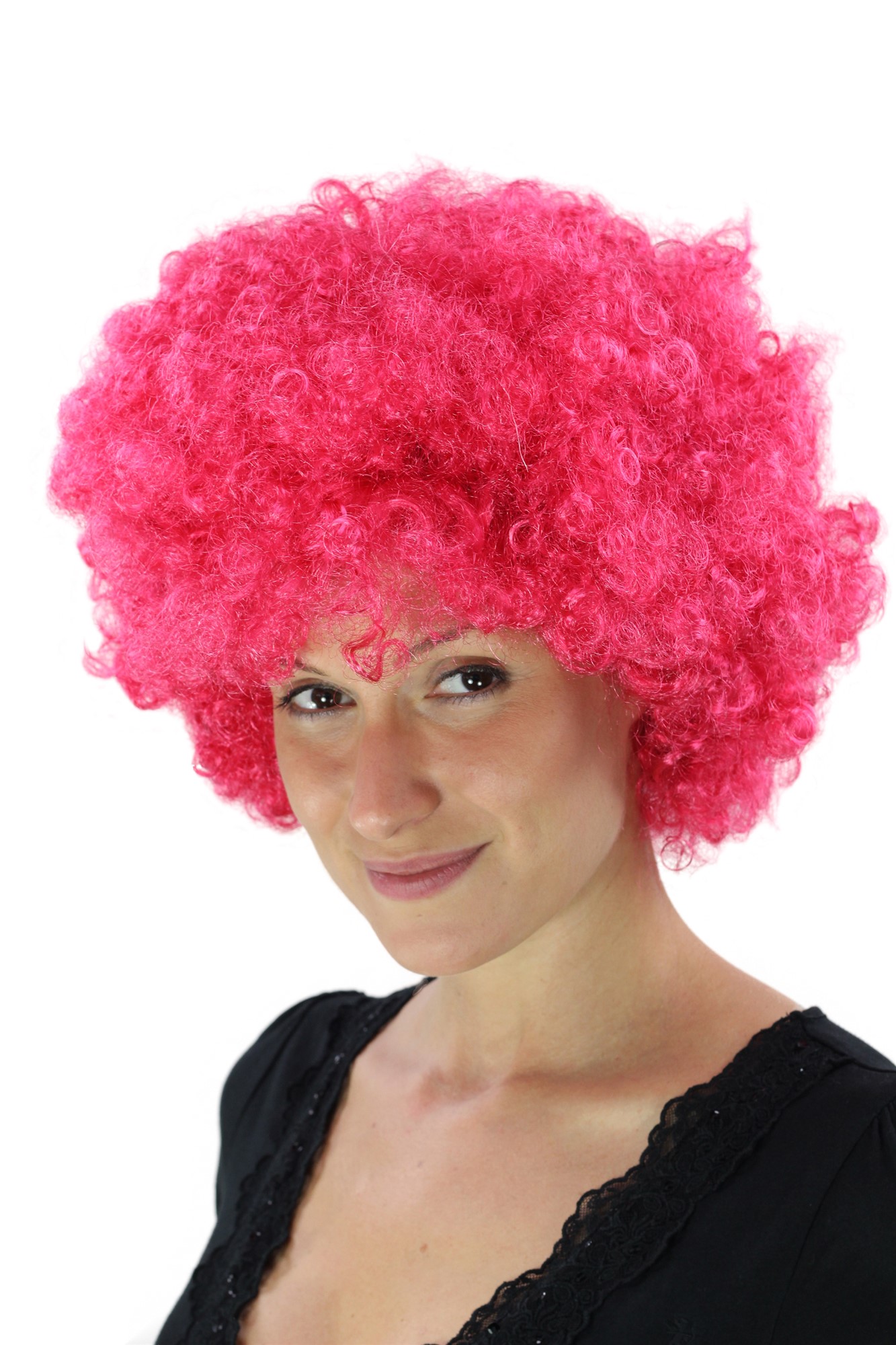 Party Wig, Unisex, Pink, curled, short