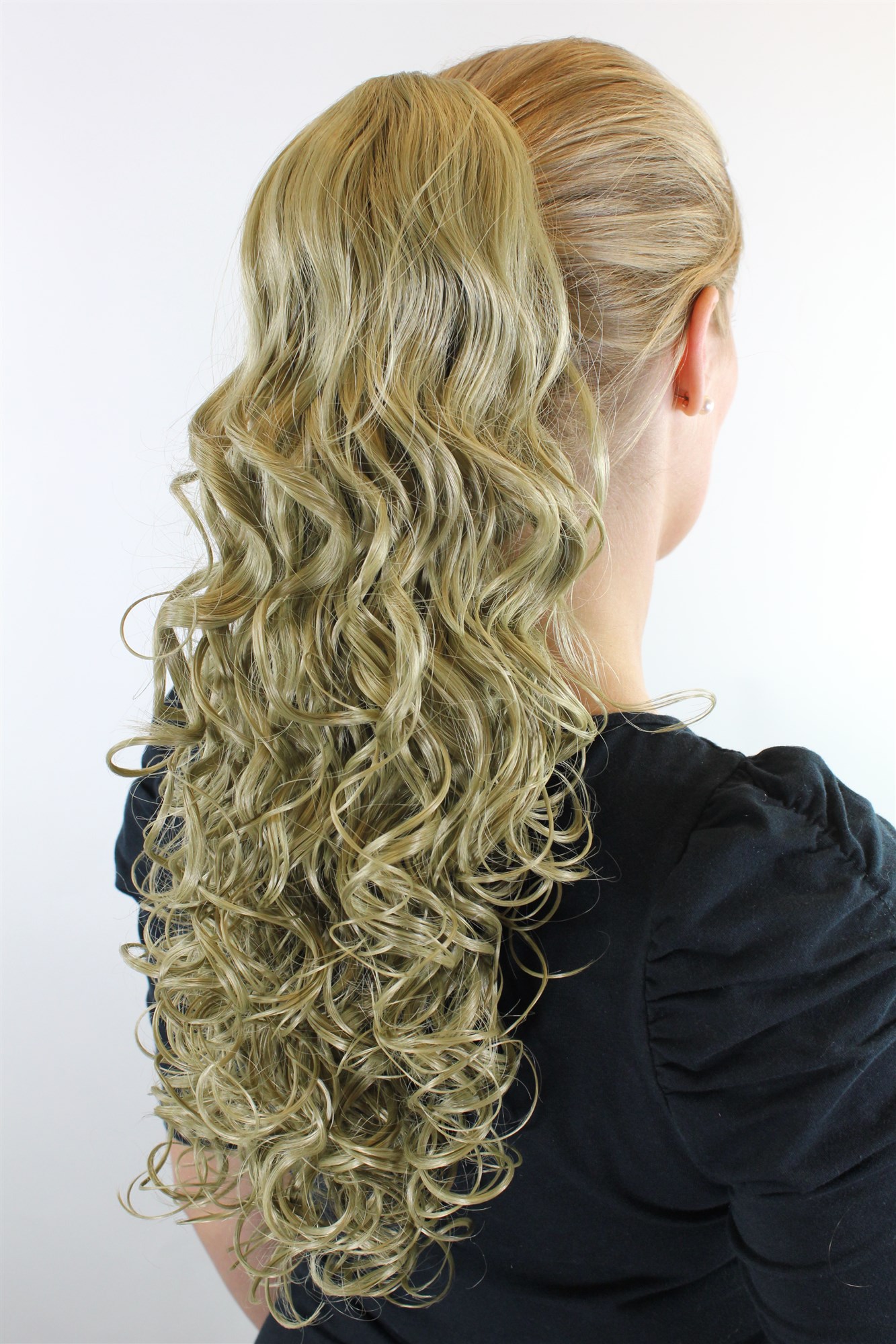XF-0093-24 Ponytail Hairpiece extension long curled distinct curls wetlook light ash blond 20", view 2, WIG ME UP: Your Perücken Online Shop Ponytails, light ash blonde, curled, long
