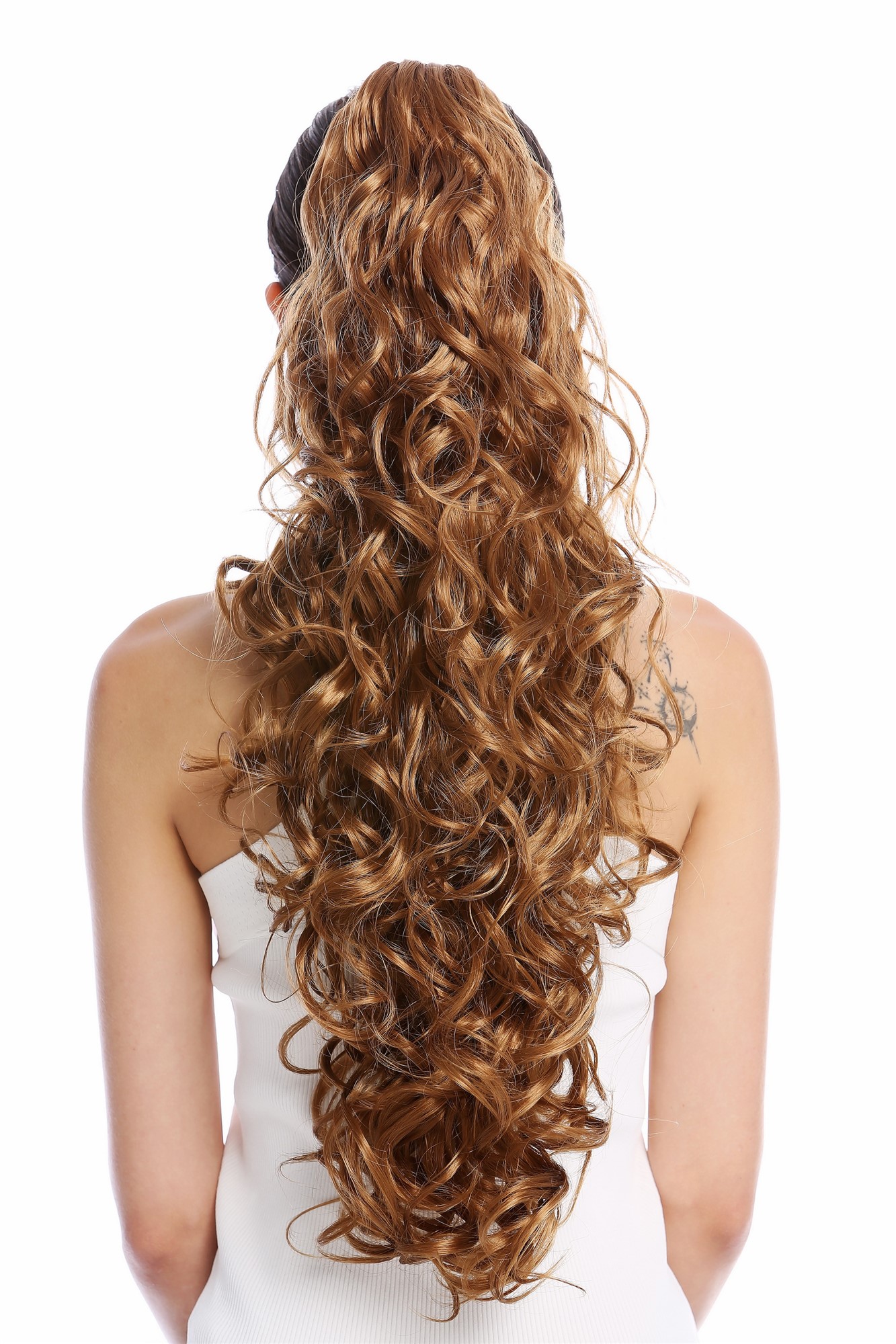 Ponytails, strawberry blonde, wavy, long