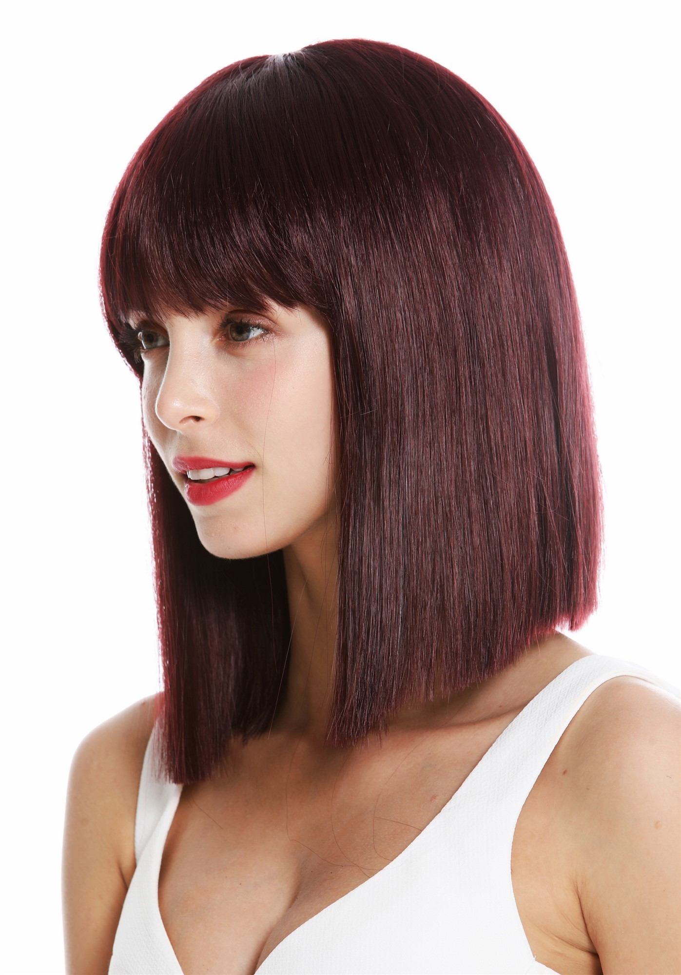 Quality Wigs, Ladies, eggplant red, straight, shoulder-length