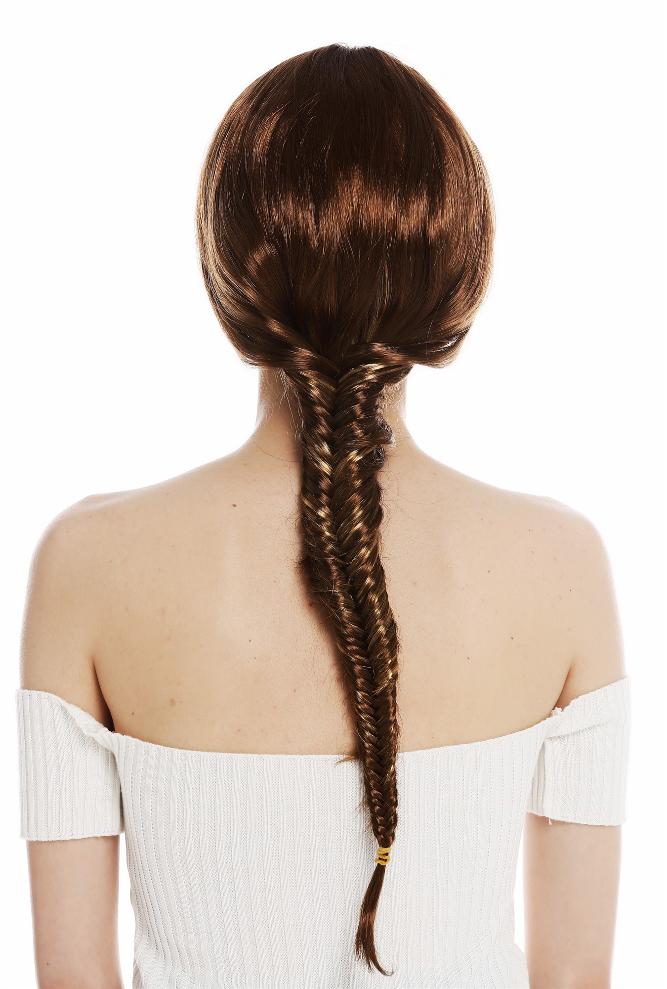 günstige Party Perücke, Perücke lang Zopf geflochten Braun Blond gesträhnt 31820-ZA8-88C, Ansicht 4, WIG ME UP: Ihr Perücken Online Shop geflochtene Party Perücke Mittelbraun-Goldblond-Mix lange Haare für Damen
