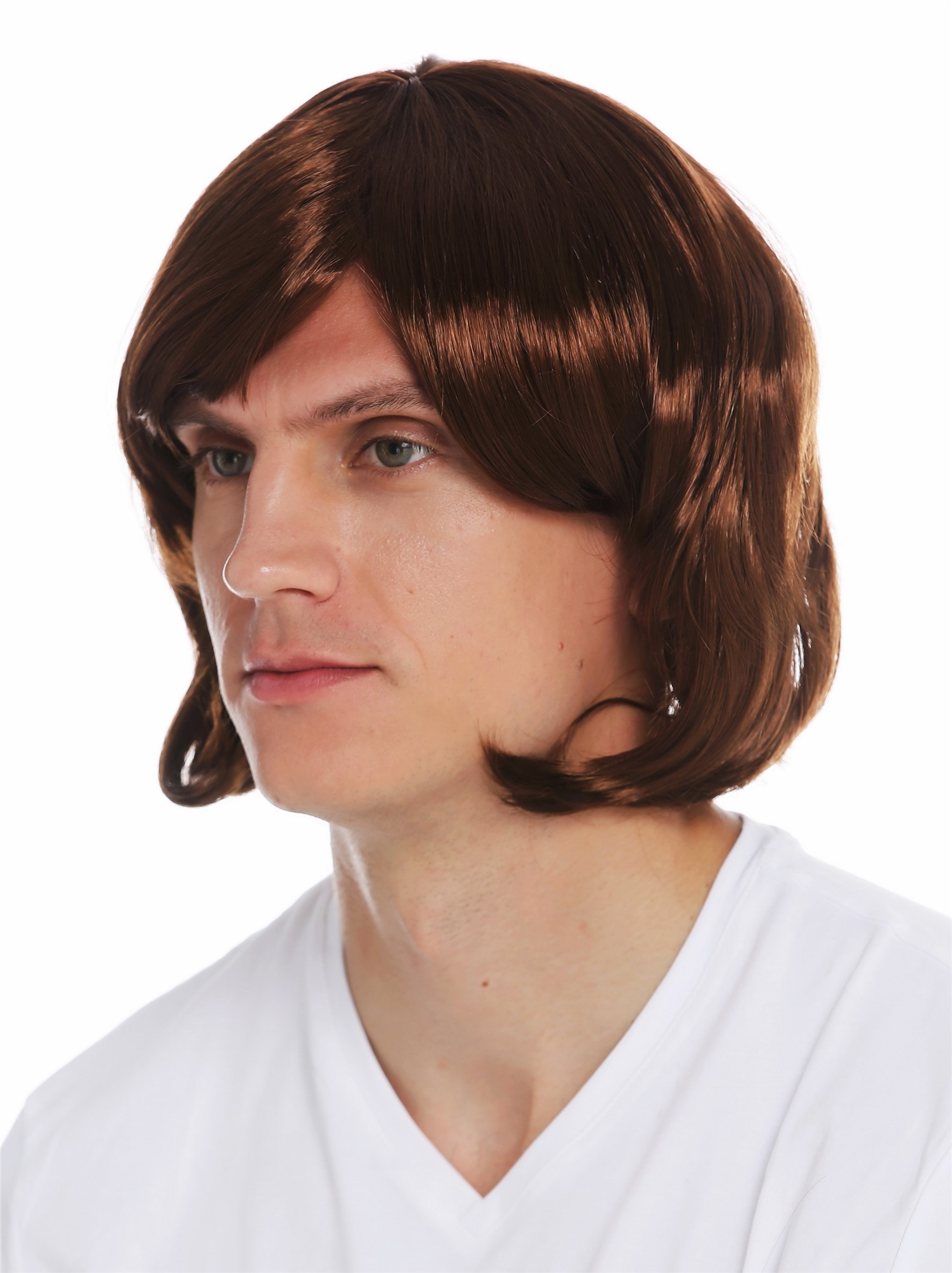 Wig carnival Halloween men middle ages minstrel crooner trashy hairstyle 2623, view 3, WIG ME UP: Your Perücken Online Shop Party Wig, Unisex, mahogany brown, wavy, short